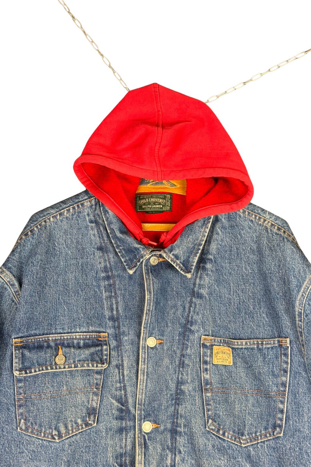 Polo Ralph Lauren 1990 Polo Country Ralph Lauren Made in USA Hooded Denim Size US XL / EU 56 / 4 - 4 Thumbnail