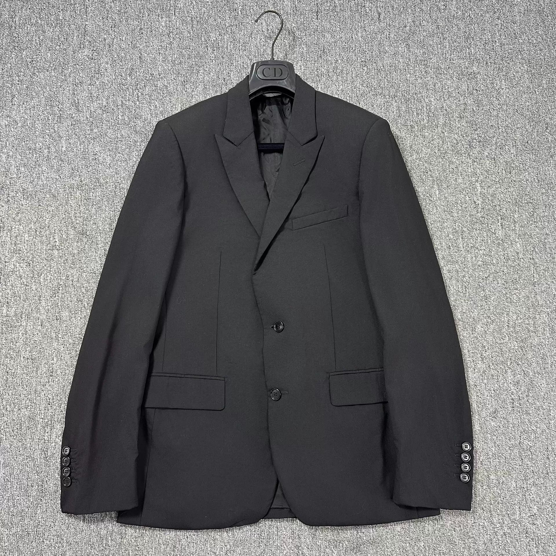 Dior Dior Black Peak Lapel Wool Blazer 48 Size 48R - 1 Thumbnail