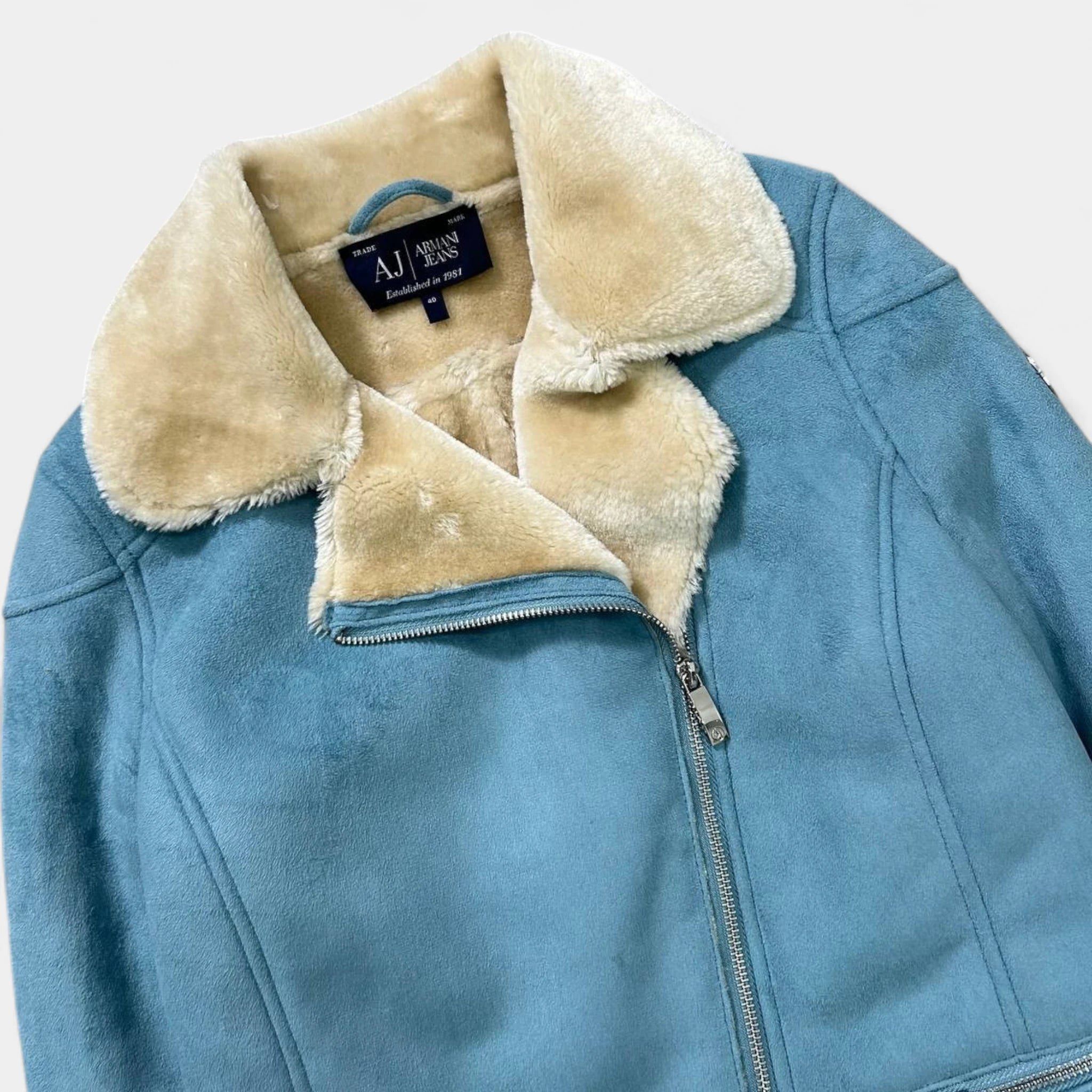 Armani Armani Jeans Suede Baby Blue Jacket Size S / US 4 / IT 40 - 2 Thumbnail