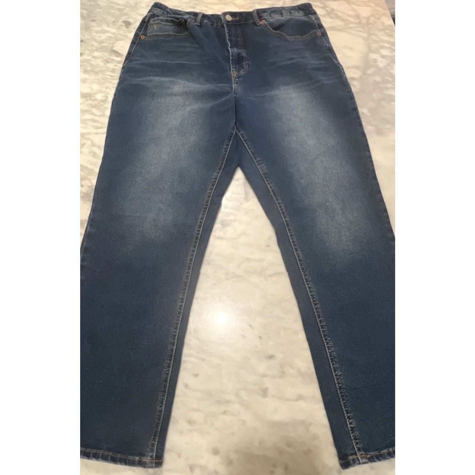 Frye FRYE Jeans Women’s 14 / 32 Blue Stretch Cowgirl Faded Western 5-Pocket Denim Jeans Womens Regular Stretch Size 36" / US 14 / IT 50 - 2 Thumbnail