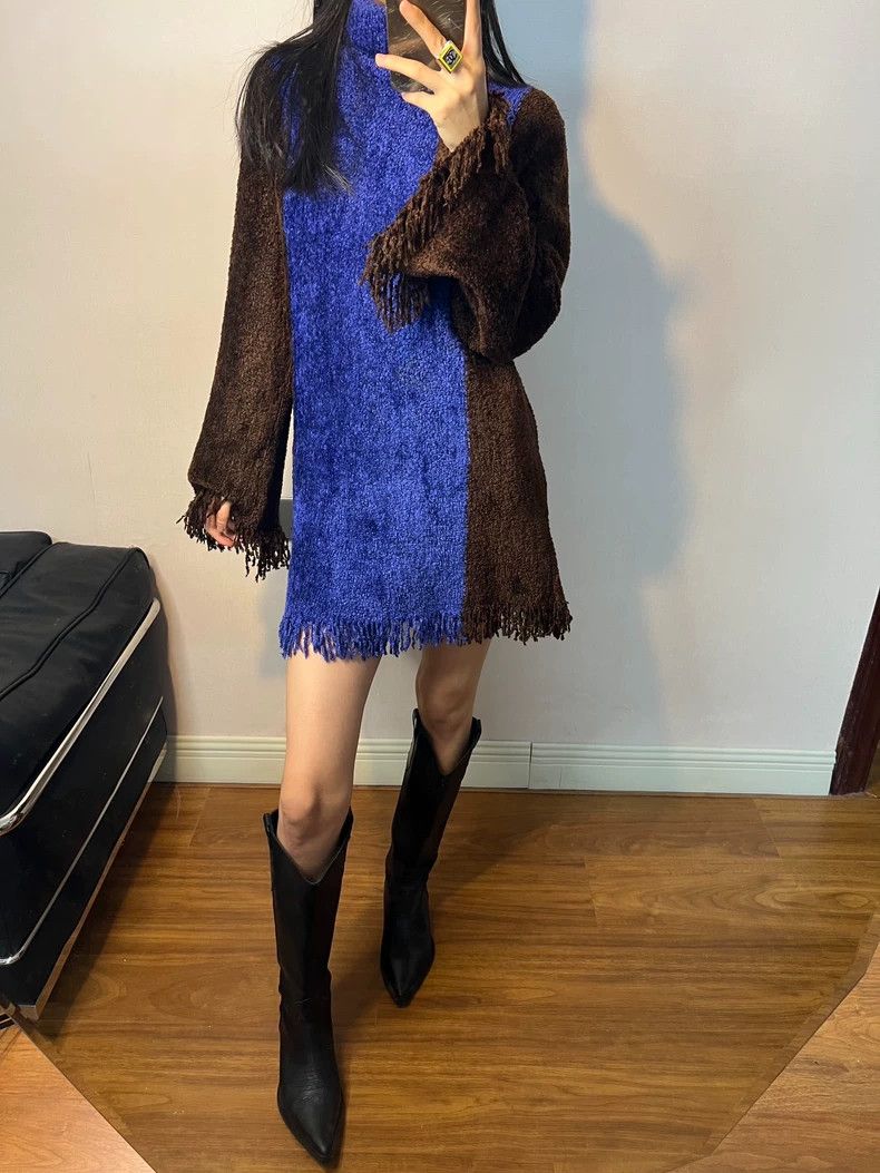 Kenzo KENZO Fur and velvet tassel high collar sweater dress Size M / US 6-8 / IT 42-44 - 8 Thumbnail