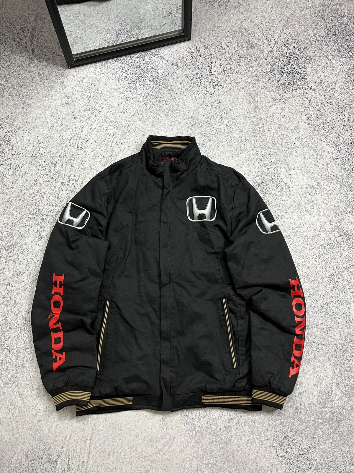 Honda × Japanese Brand × Vintage Vintage Honda Racing Jacket Faux Fur Lined Sherpa Hype Y2k Size US S / EU 44-46 / 1 - 2 Thumbnail