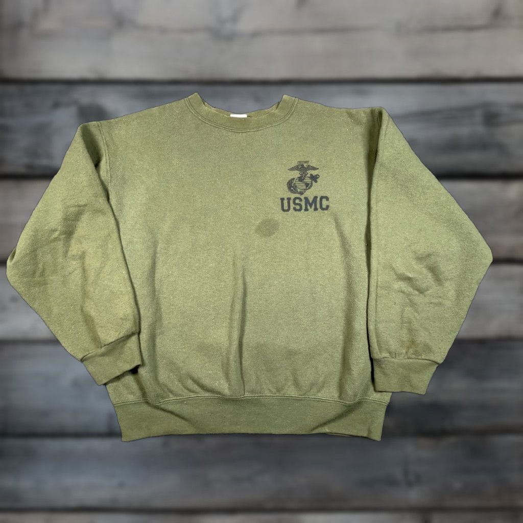 Logo 7 VINTAGE USMC Sweatshirt Shirt Adult Medium Army Green Logo Crewneck Mens Size US M / EU 48-50 / 2 - 1 Thumbnail