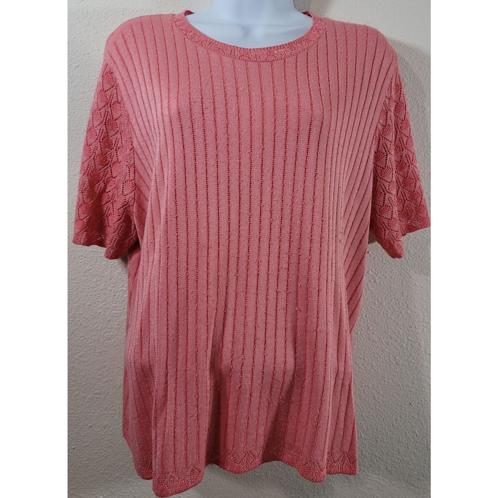 Other Alfred Dunner Coral Orange Pink Round Neck Top XL Stretch Size XL / US 12-14 / IT 48-50 - 1 Thumbnail