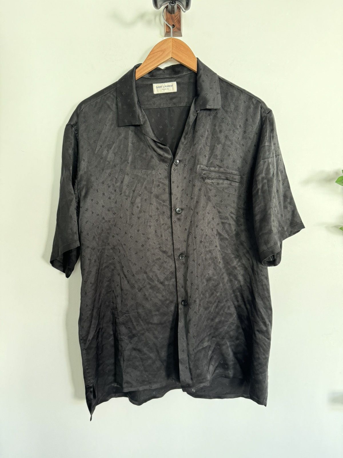 Saint Laurent Paris Silk Logo Camp Shirt Size US L / EU 52-54 / 3 - 1 Thumbnail