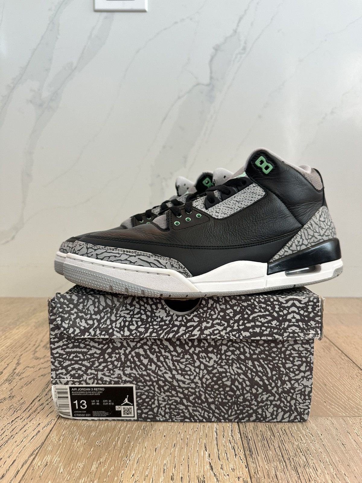 Jordan Brand Jordan 3 Retro Green Glow Size US 13 / EU 46 - 1 Thumbnail