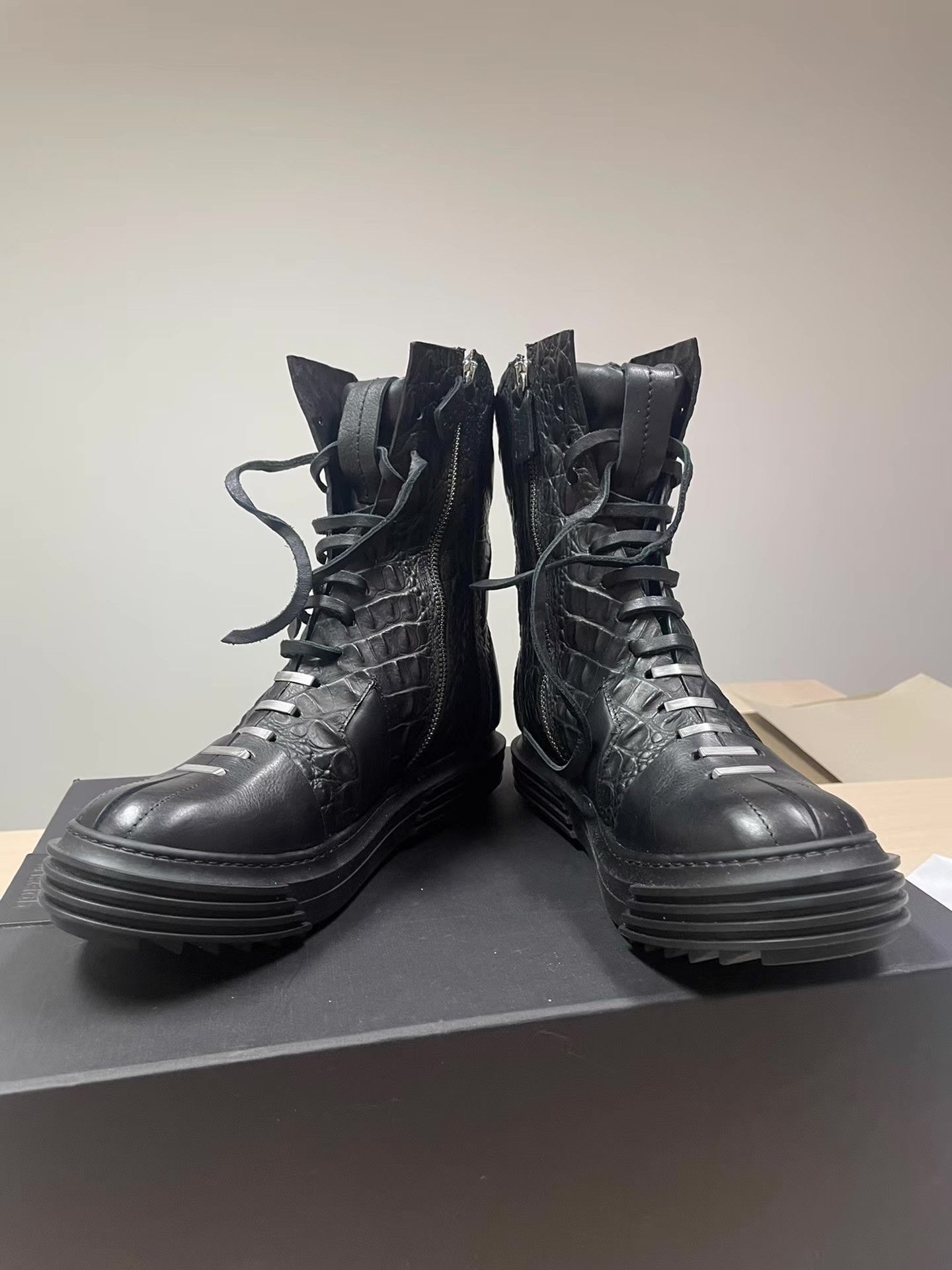 Artselab Artselab Men's Crocodile Embossed Boots Ｑ21 Size US 7 / EU 40 - 3 Thumbnail
