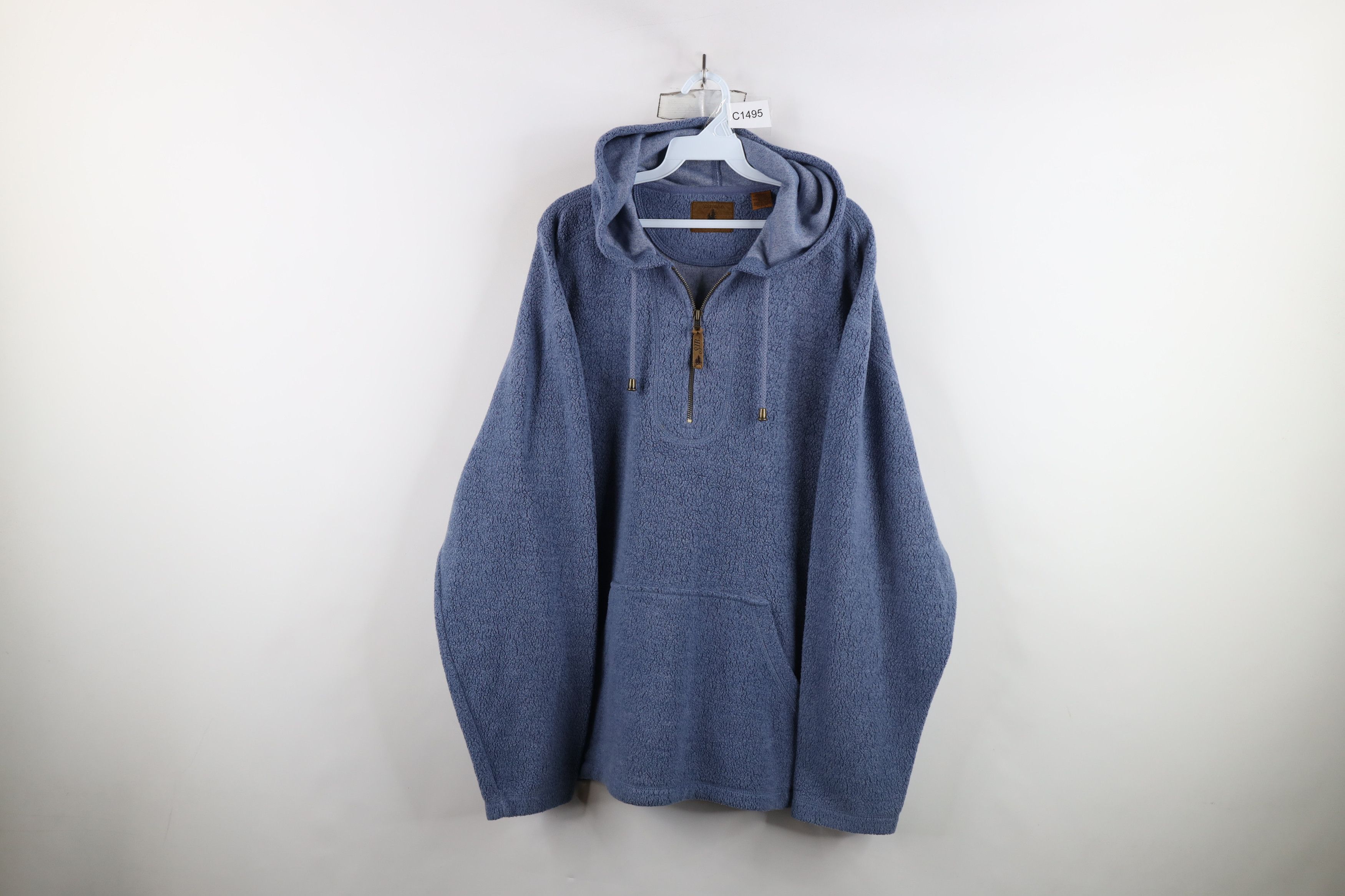 Vintage Vintage 90s Streetwear Baggy Fit Half Zip Fleece Hoodie Size US L / EU 52-54 / 3 - 1 Thumbnail
