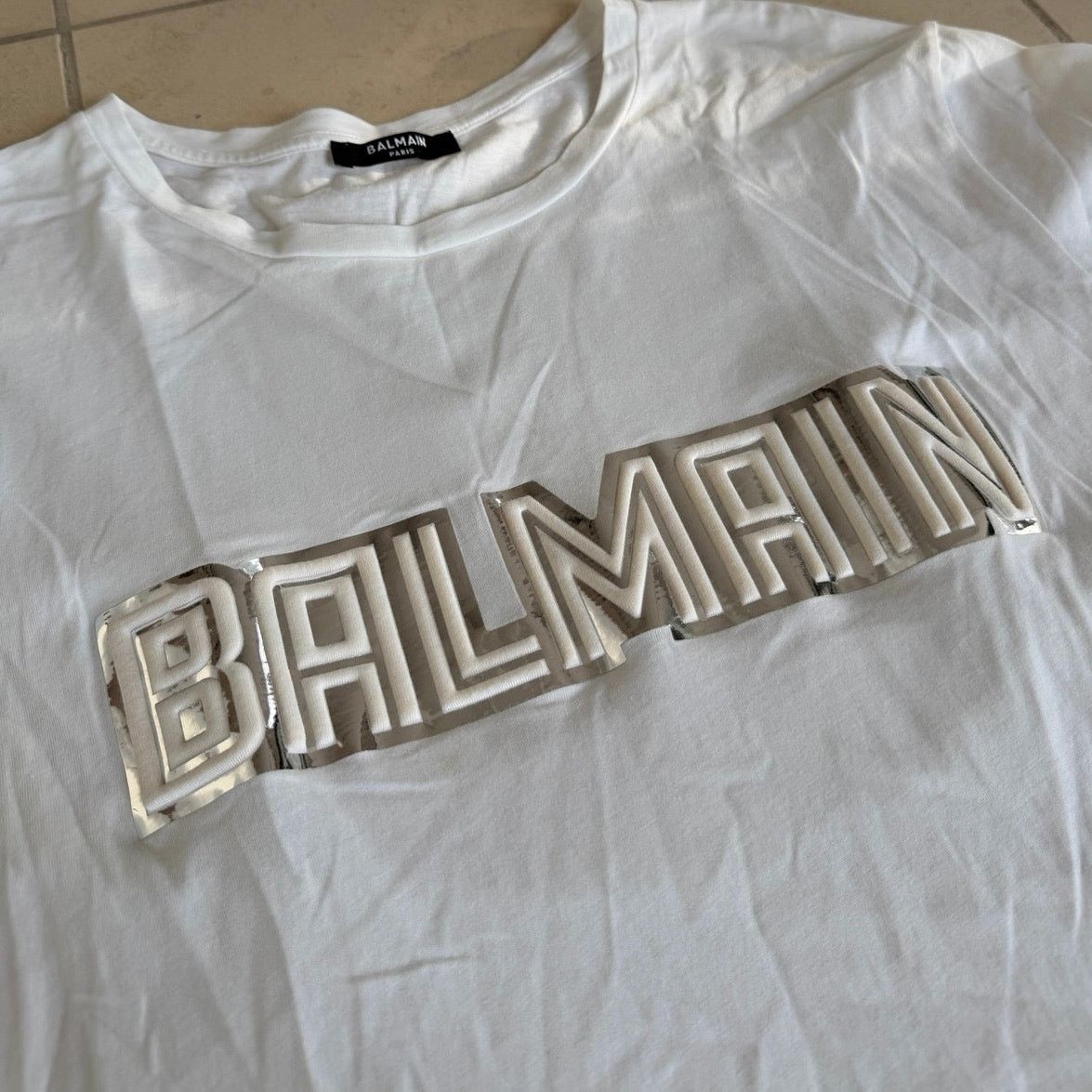 Balmain Balmain Paris White Mirror Logo XXL 3D Reflective Logo Tee Size US XXL / EU 58 / 5 - 2 Thumbnail