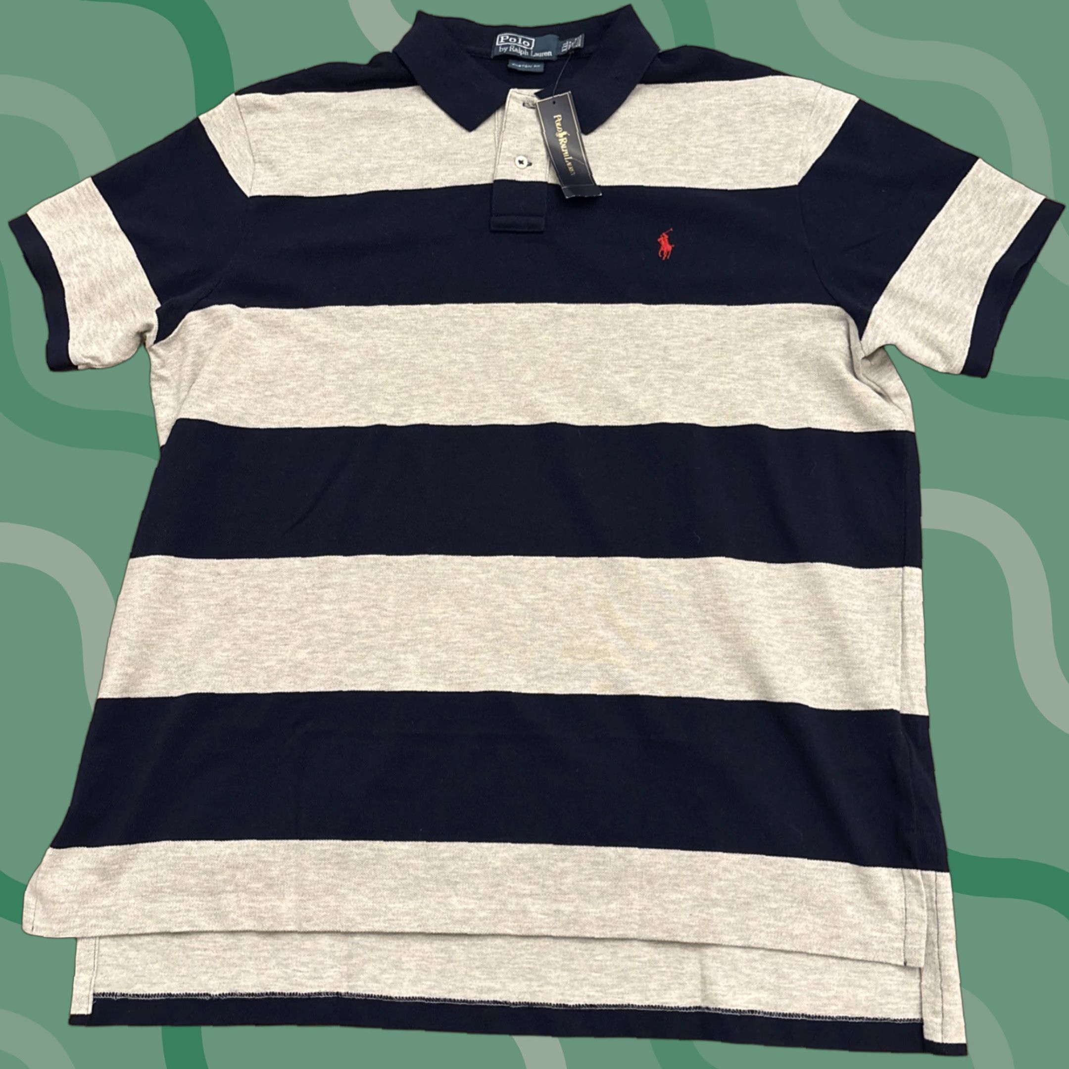 Ralph Lauren VINTAGE Ralph Lauren Polo Shirt Mens 2XL Blue Gray Striped Short Sleeve NWT Size US XXL / EU 58 / 5 - 1 Thumbnail