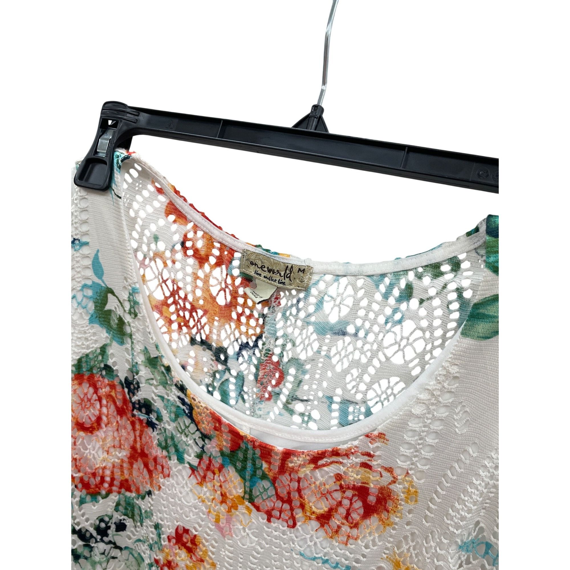 Other One World Womens orange tan Floral Sleeveless lined lace dr Size M / US 6-8 / IT 42-44 - 5 Thumbnail