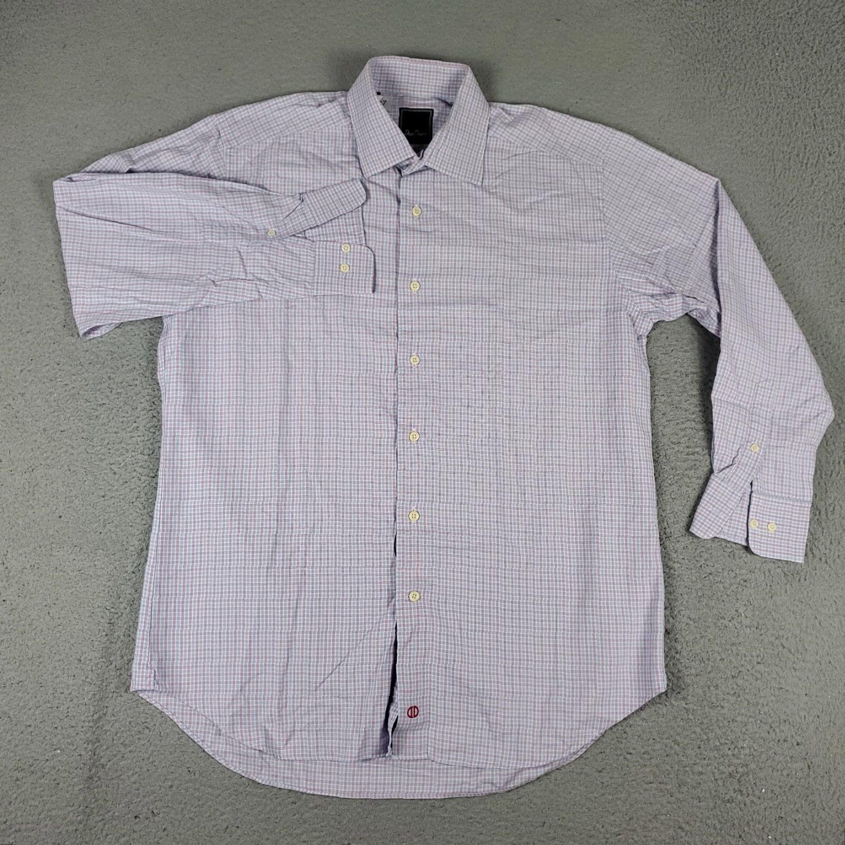 David Donahue David Donahue Shirt Mens Size 16 Blue Purple Plaid Dress Button Up Long Sleeve Size 42R - 2 Thumbnail