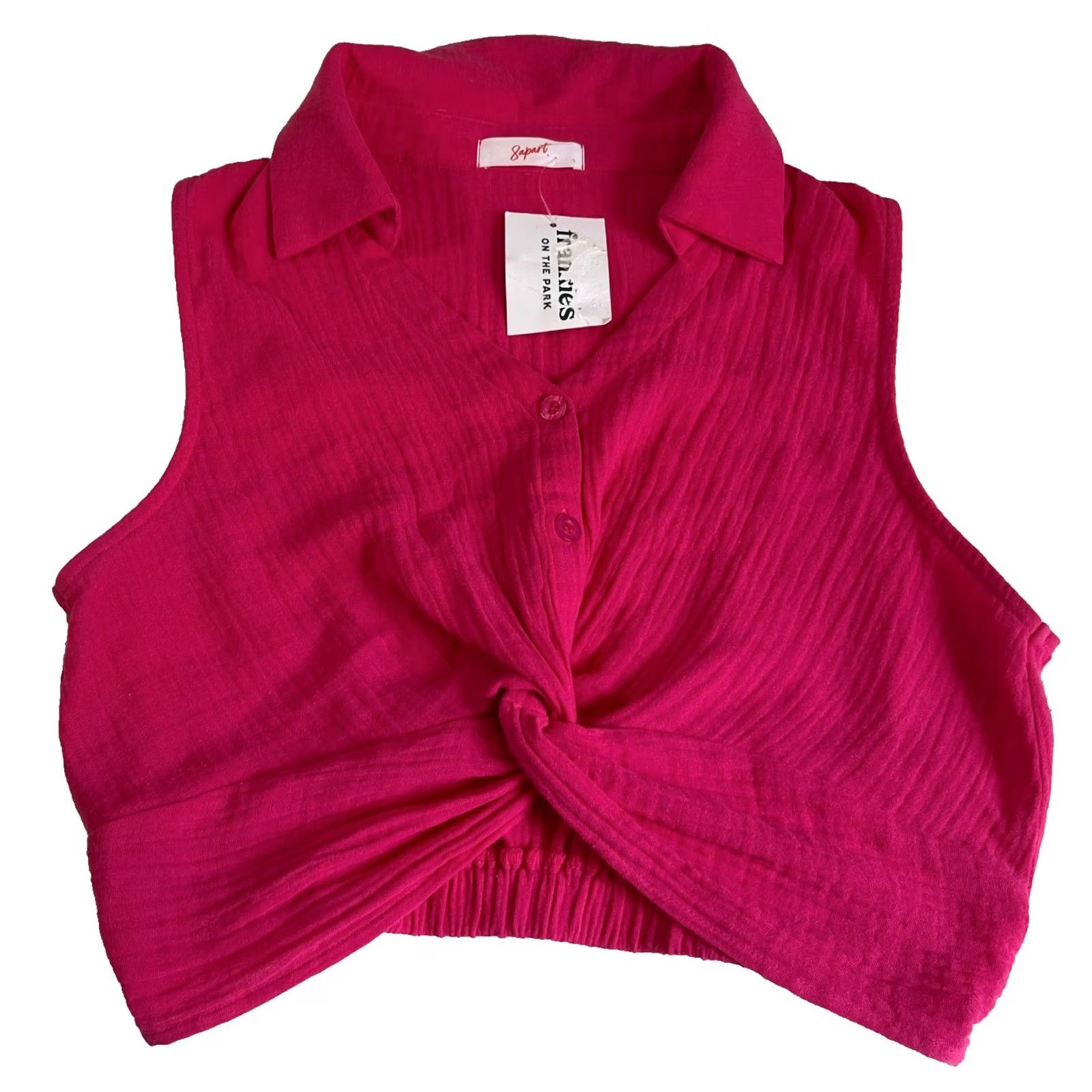Vintage 8apart Junior's Julle Gauze Top Tank Cropped Pink S Teen Young Adult Hot Pink NWT Frances on the Park Size S / US 4 / IT 40 - 4 Thumbnail