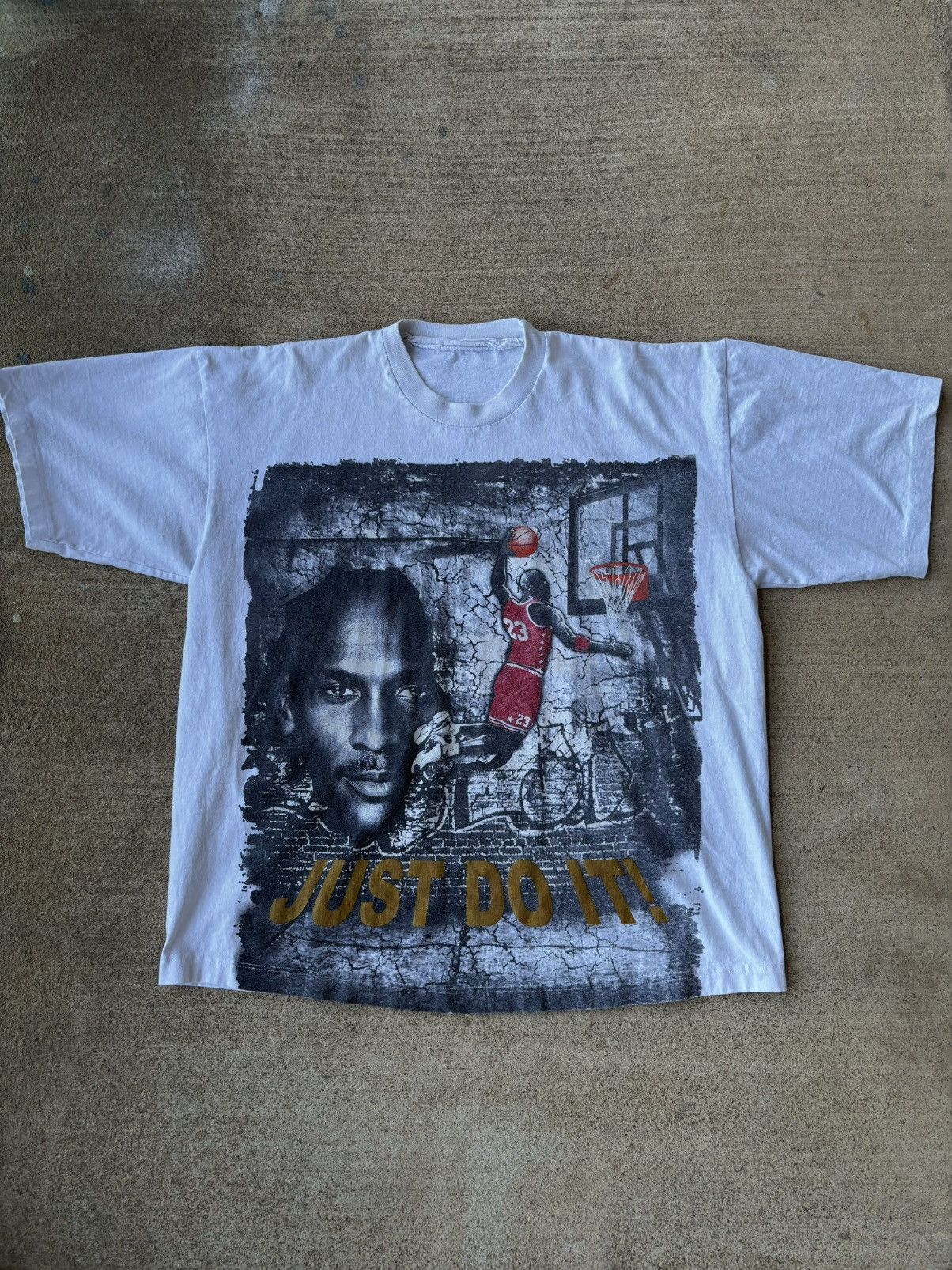 image of Jordan Vintage 90's Bootleg Jordan “Just Do It!” Tee in White, Men's (Size Large)