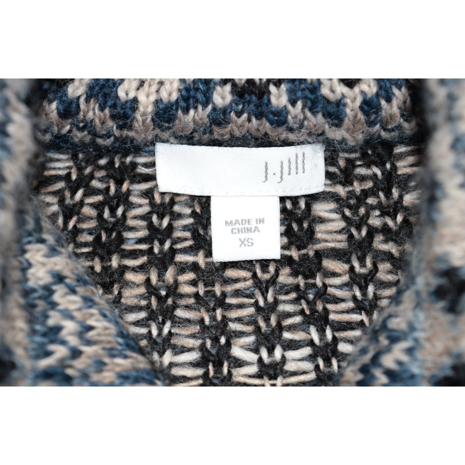 J. Jill J. Jill Fair Isle Nordic Knit Midi Sweater Dress - Women XS Gray/Blue Holiday Nordic - Dress Womens Size XS / US 0-2 / IT 36-38 - 5 Thumbnail