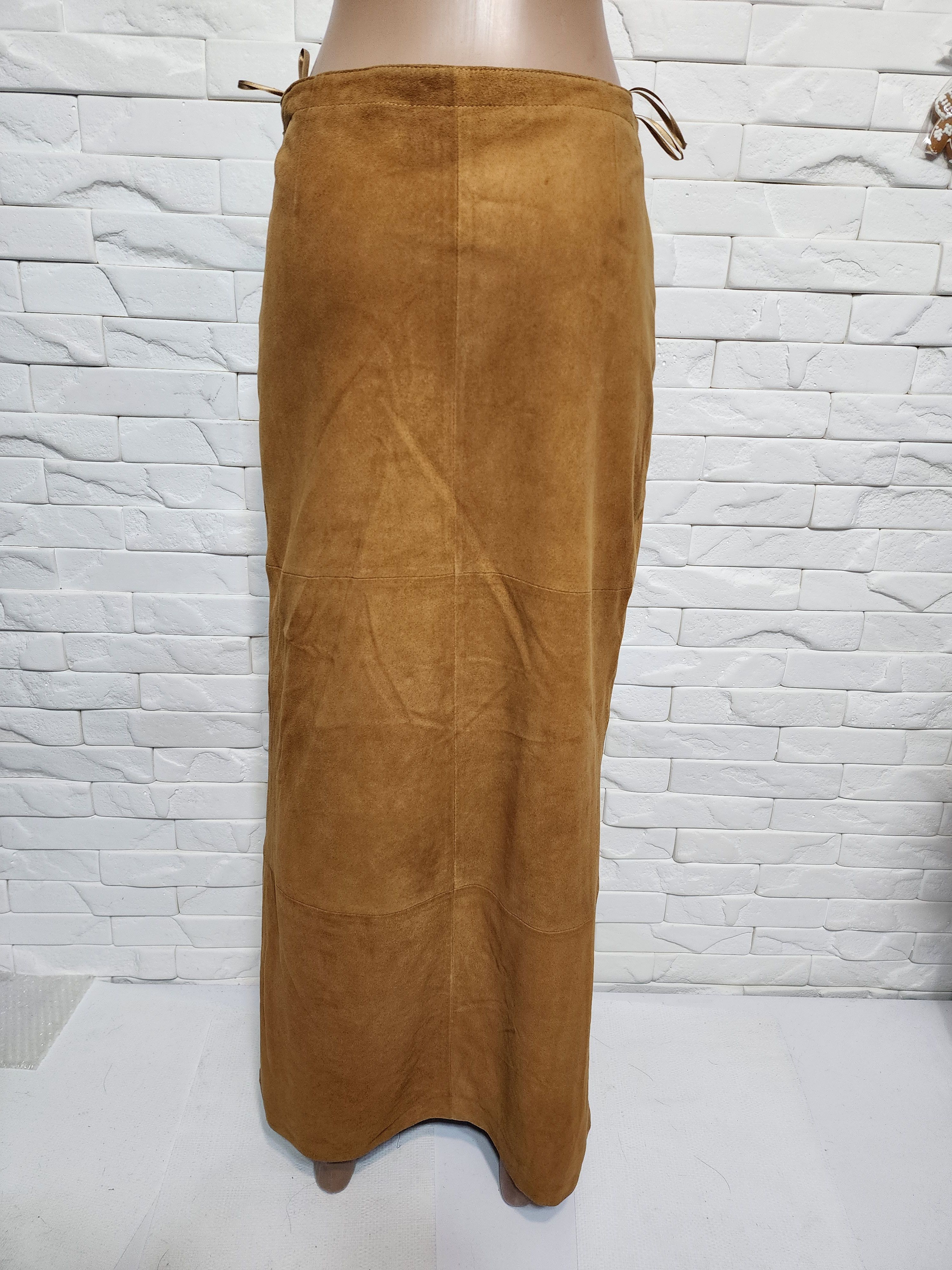 Other Brown Suede Leather Skirt, Plastic Zipper Fasteners Size 28" / US 6 / IT 42 - 4 Thumbnail