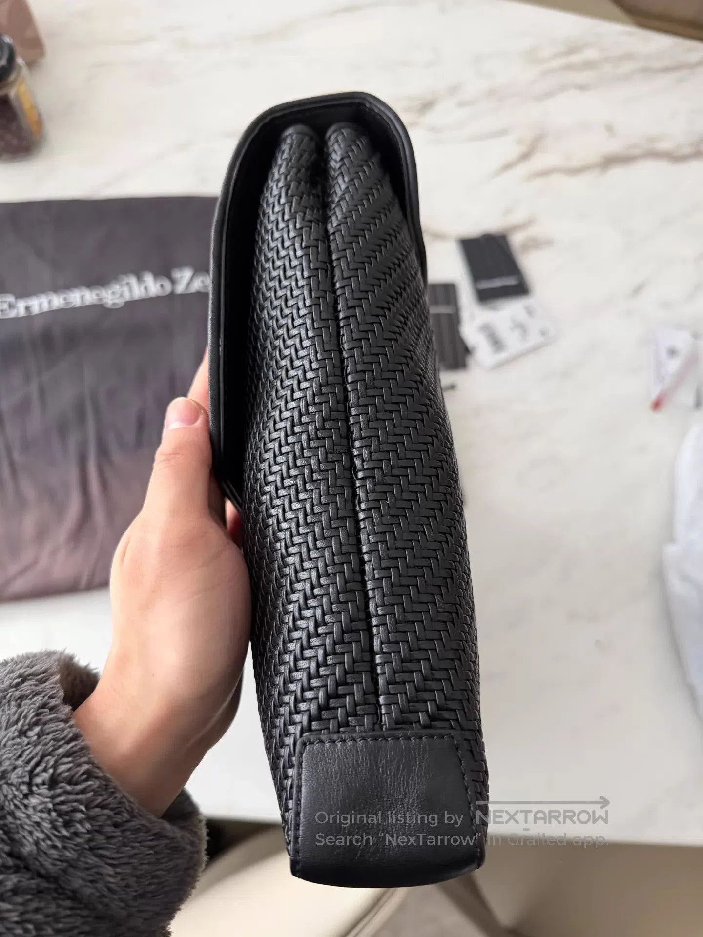 Ermenegildo Zegna Black Woven Briefcase with Lock Closure. Size ONE SIZE - 5 Thumbnail