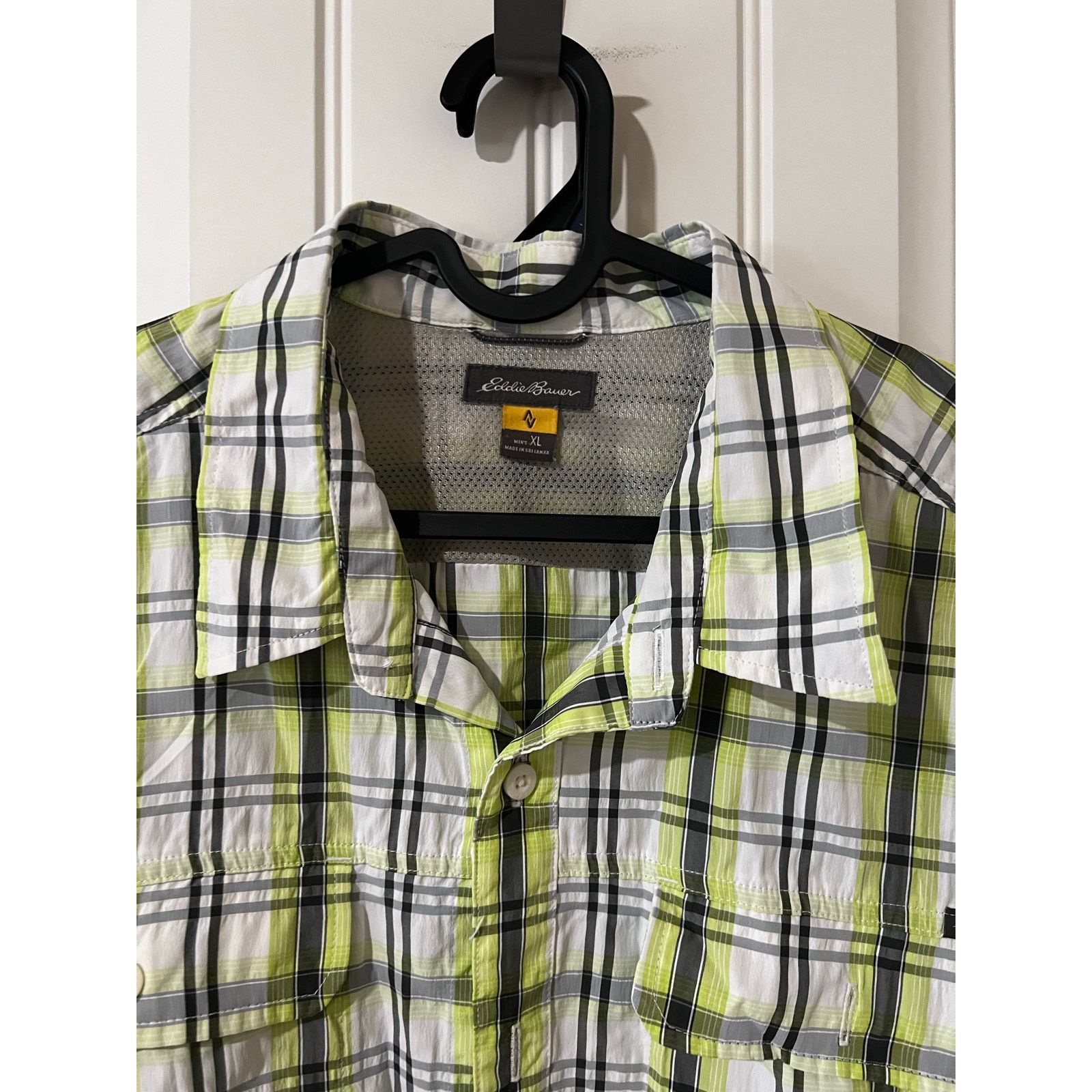 Eddie Bauer Adventure Button Front Shirt Plaid Short Sleeves Green Top Size US XL / EU 56 / 4 - 2 Thumbnail