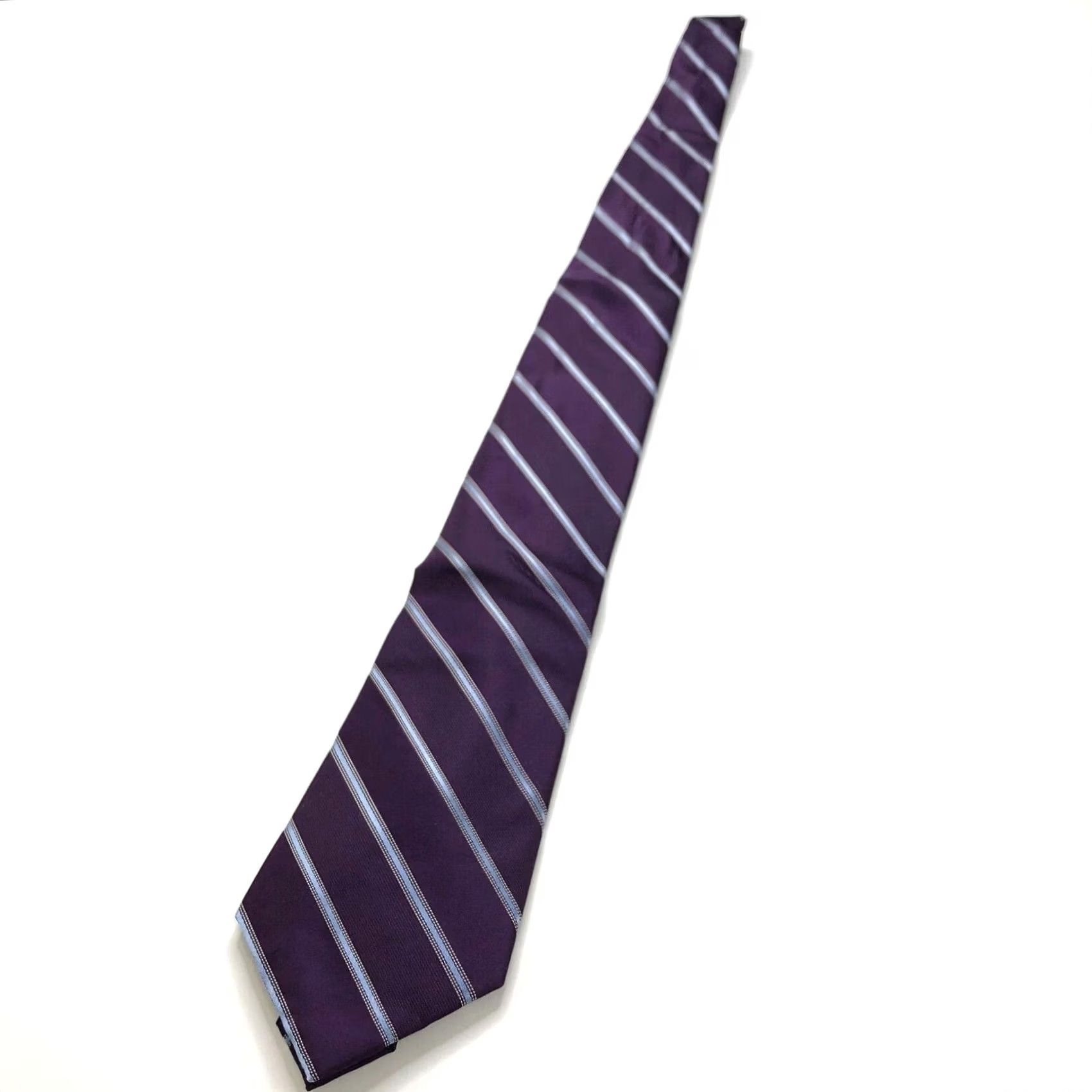 Jones New York VINTAGE Jones New York Men Silk Necktie Striped 3.5-in/57-in Purple Tie 57 Inches Mens Designer Adjustable Size ONE SIZE - 2 Thumbnail