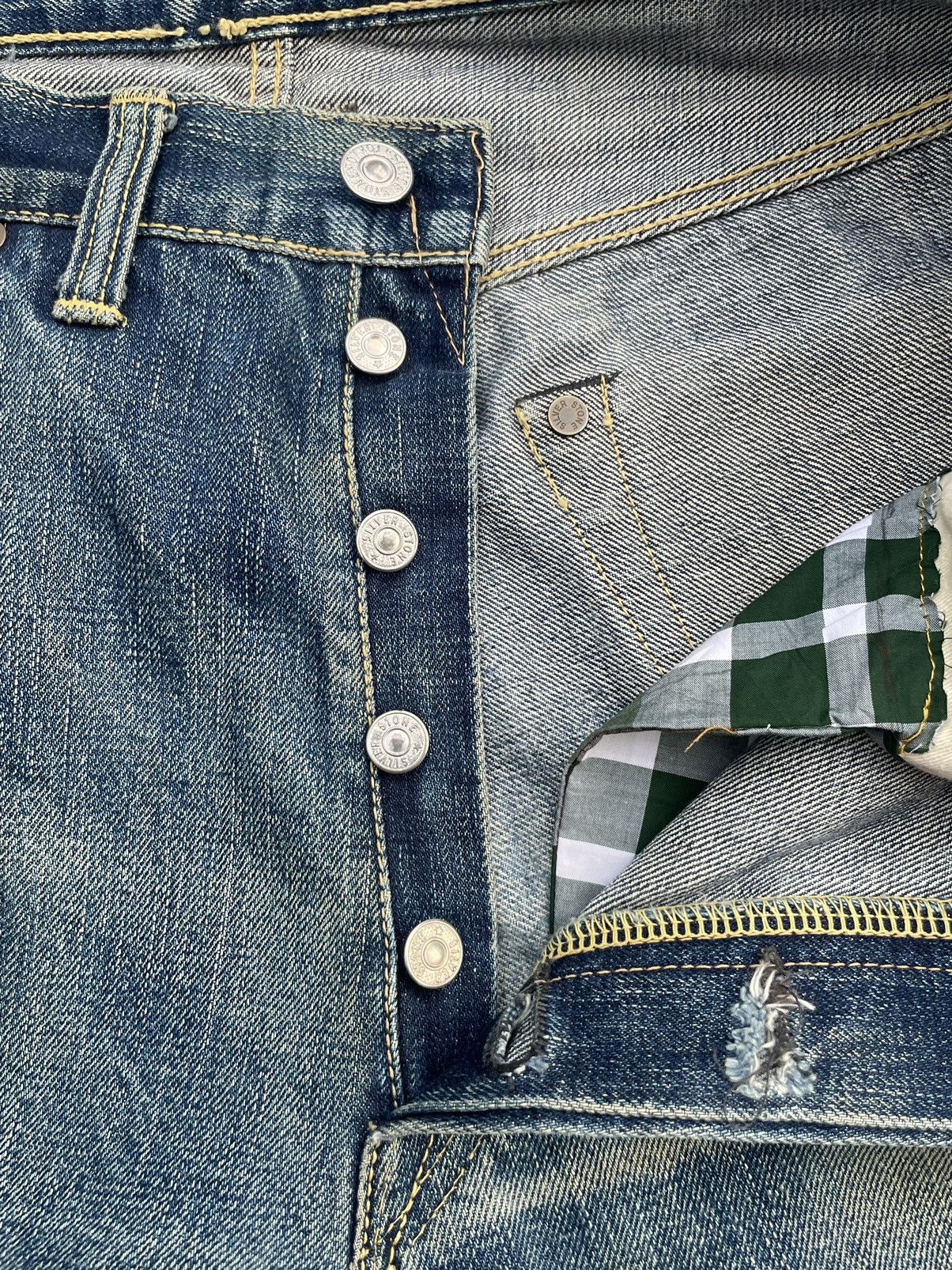 The Silver Stone × Vintage Vintage Selvedge Silverstone Distresed Denim Size US 30 / EU 46 - 21 Thumbnail