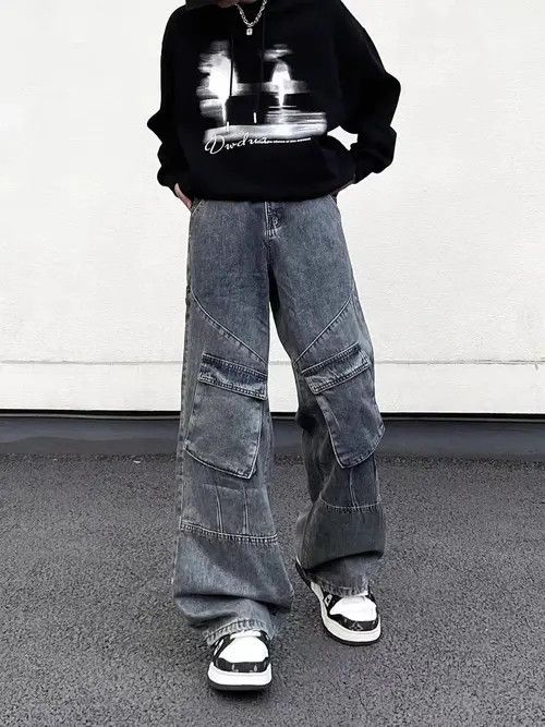 VIBE Vintage patchwork multi-pocket cargo jeans Size US 32 / EU 48 - 6 Thumbnail