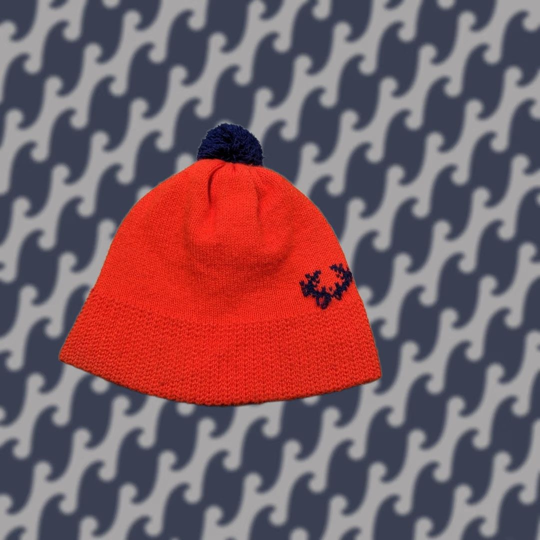 Fred Perry VINTAGE Fred Perry Beanie Hat One Size Red Wool Knit Pom Pom England Mens Women Unisex Adults Size ONE SIZE - 1 Thumbnail