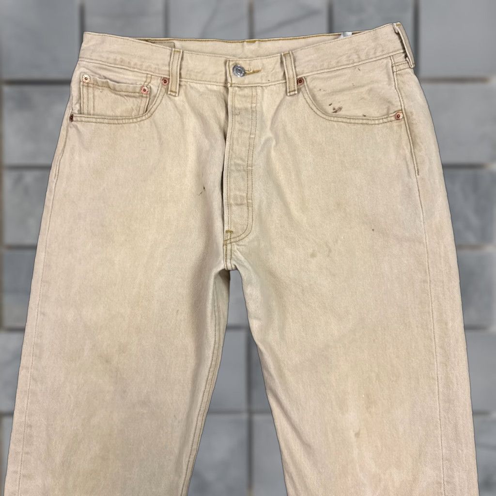 Levi's Levi's 501 Jeans Mens 36x34 Beige Denim Pants Button Fly Work Chore Jeans Size US 36 / EU 52 - 1 Thumbnail