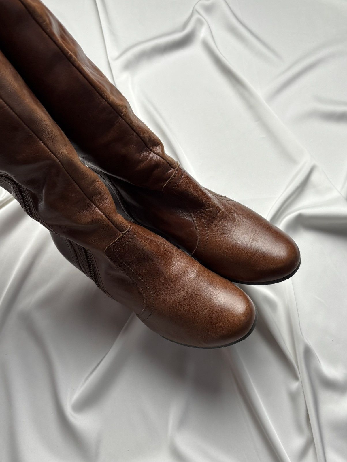Aldo Vintage high knee size zip wedge leather boots Size US 7 / IT 37 - 5 Thumbnail