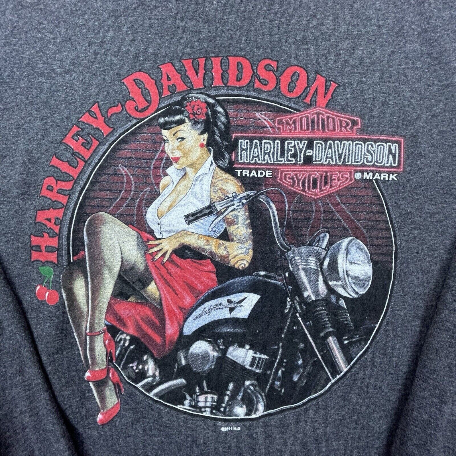 Harley Davidson Harley Davidson Shirt XL Pin-Up Girl Flames Red Rock Vegas Size US XL / EU 56 / 4 - 3 Thumbnail