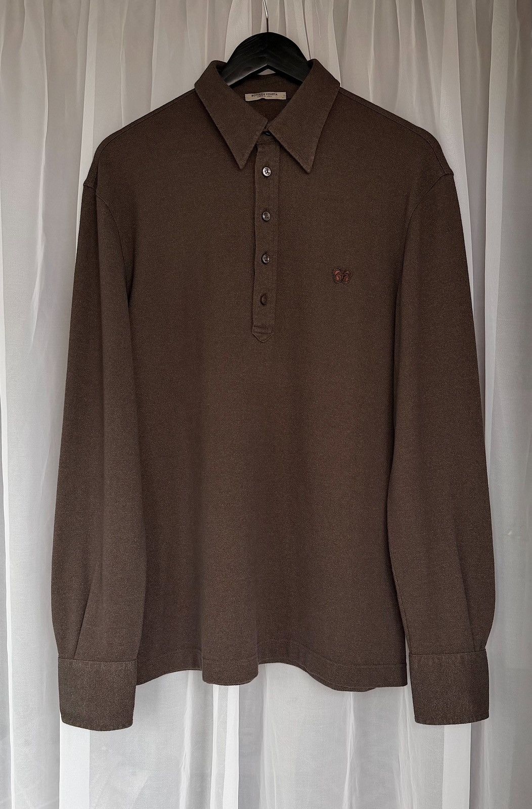 Bottega Veneta BOTTEGA VENETA Butterfly Logo Brown Polo Shirt Cotton rapper Size US M / EU 48-50 / 2 - 3 Thumbnail