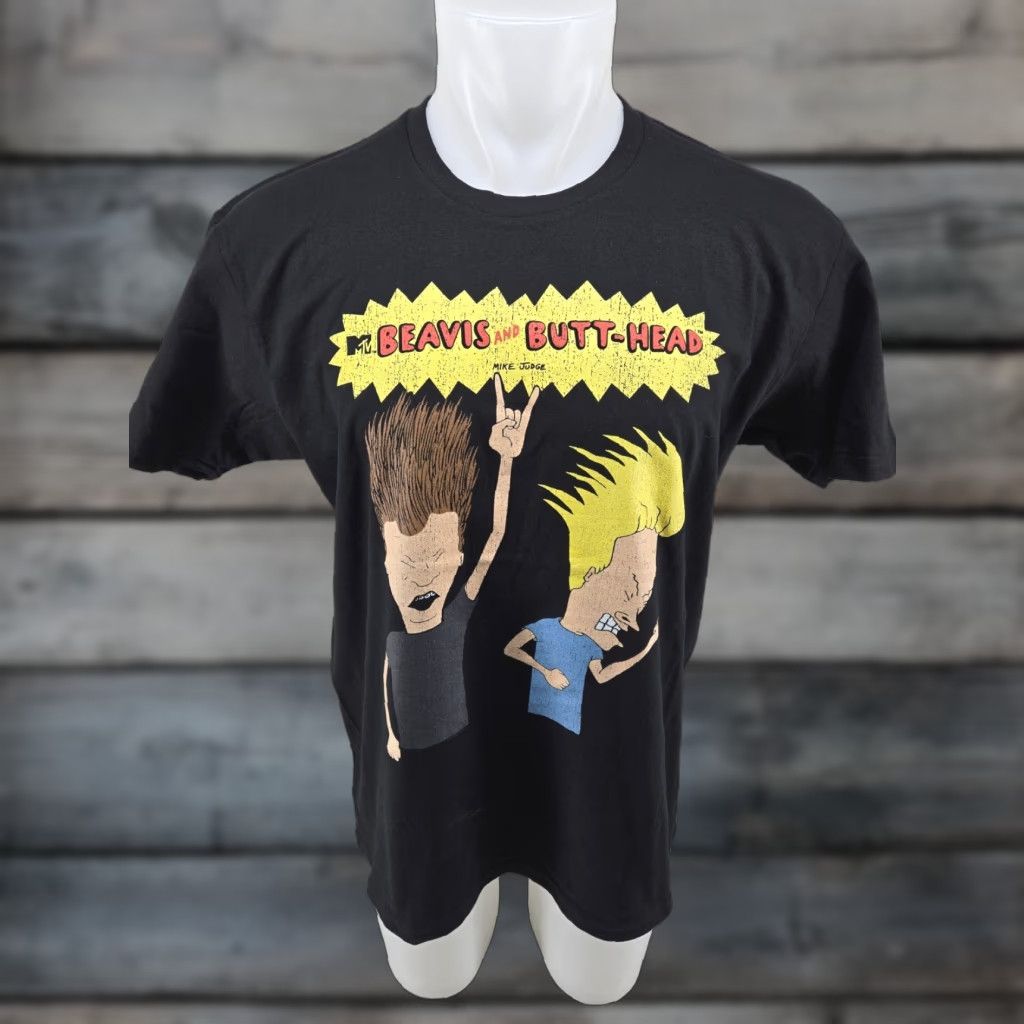 Vintage VINTAGE Beavis and Butthead MTV TV T-Shirt Large Black Mens Shirt Short Sleeve Graphic Print 1990s Size US L / EU 52-54 / 3 - 1 Thumbnail