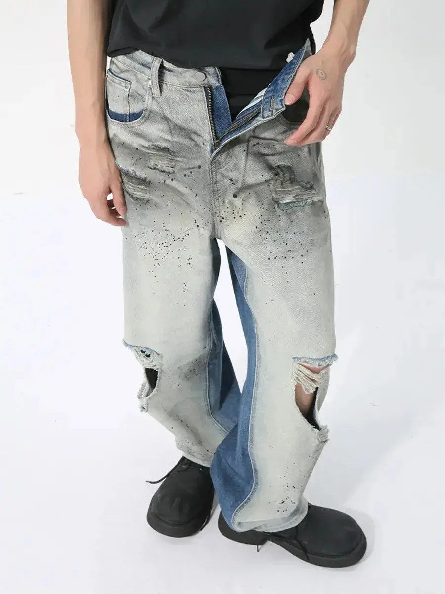 Japanese Brand Retro loose ripped jeans Size US 32 / EU 48 - 4 Thumbnail