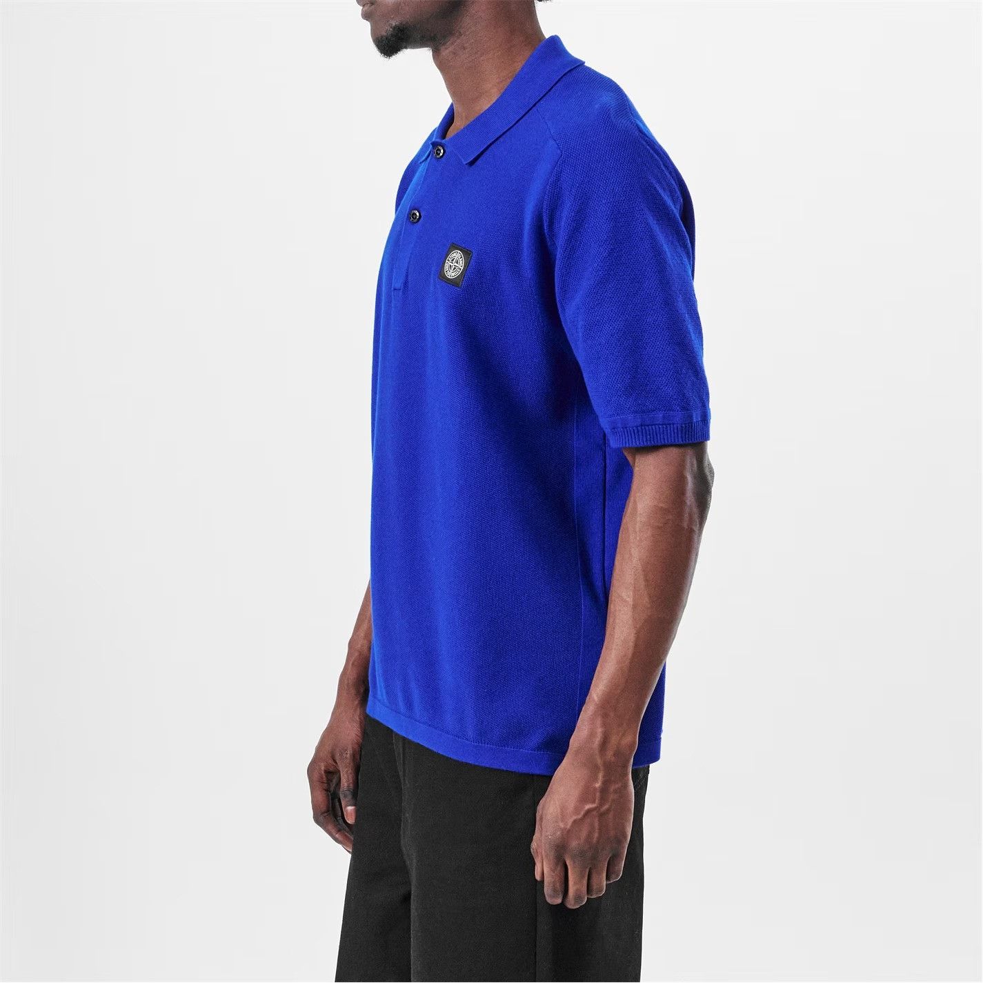 Stone Island o1g2r1mq0526 Compass Patch Knit Polo Shirt in Blue Size US L / EU 52-54 / 3 - 2 Thumbnail