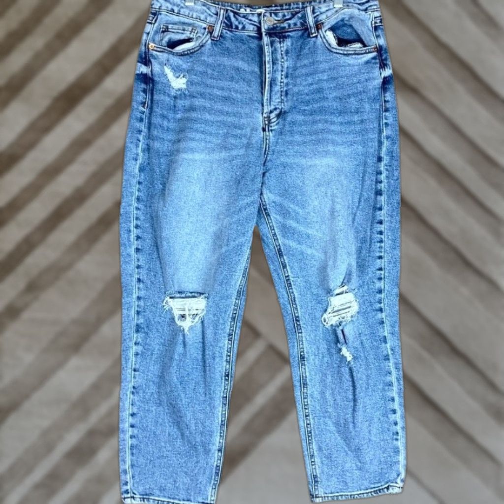 Vintage S.O.N.G Womens Jeans Blue Denim High Rise Classic Mom Distressed Stretch 11 30 Size 32" / US 10 / IT 46 - 1 Thumbnail