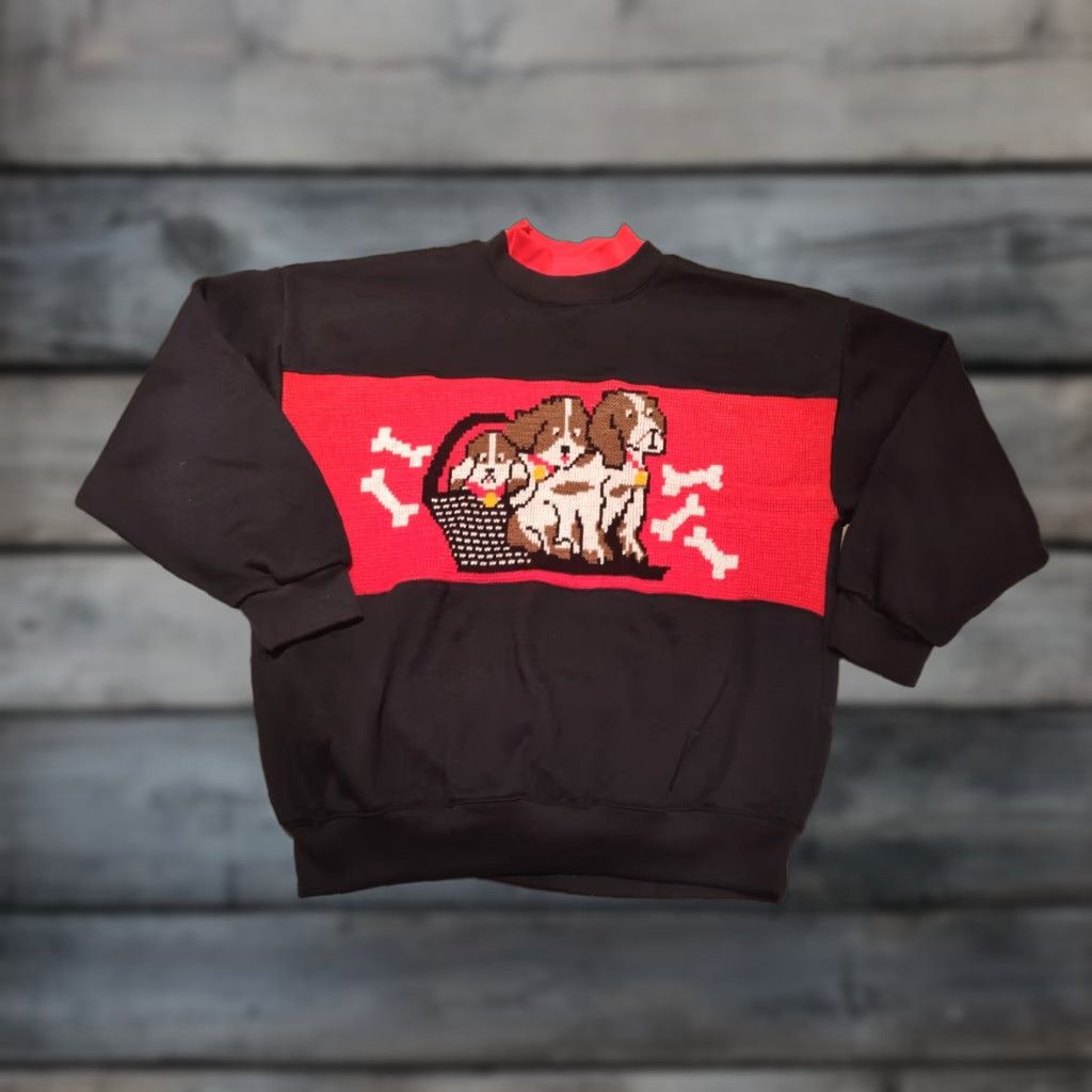 Bones Vintage Pebble Court Dogs Dog Bones Double Neck Sweatshirt Size M Ribbed Knit Size M / US 6-8 / IT 42-44 - 1 Thumbnail