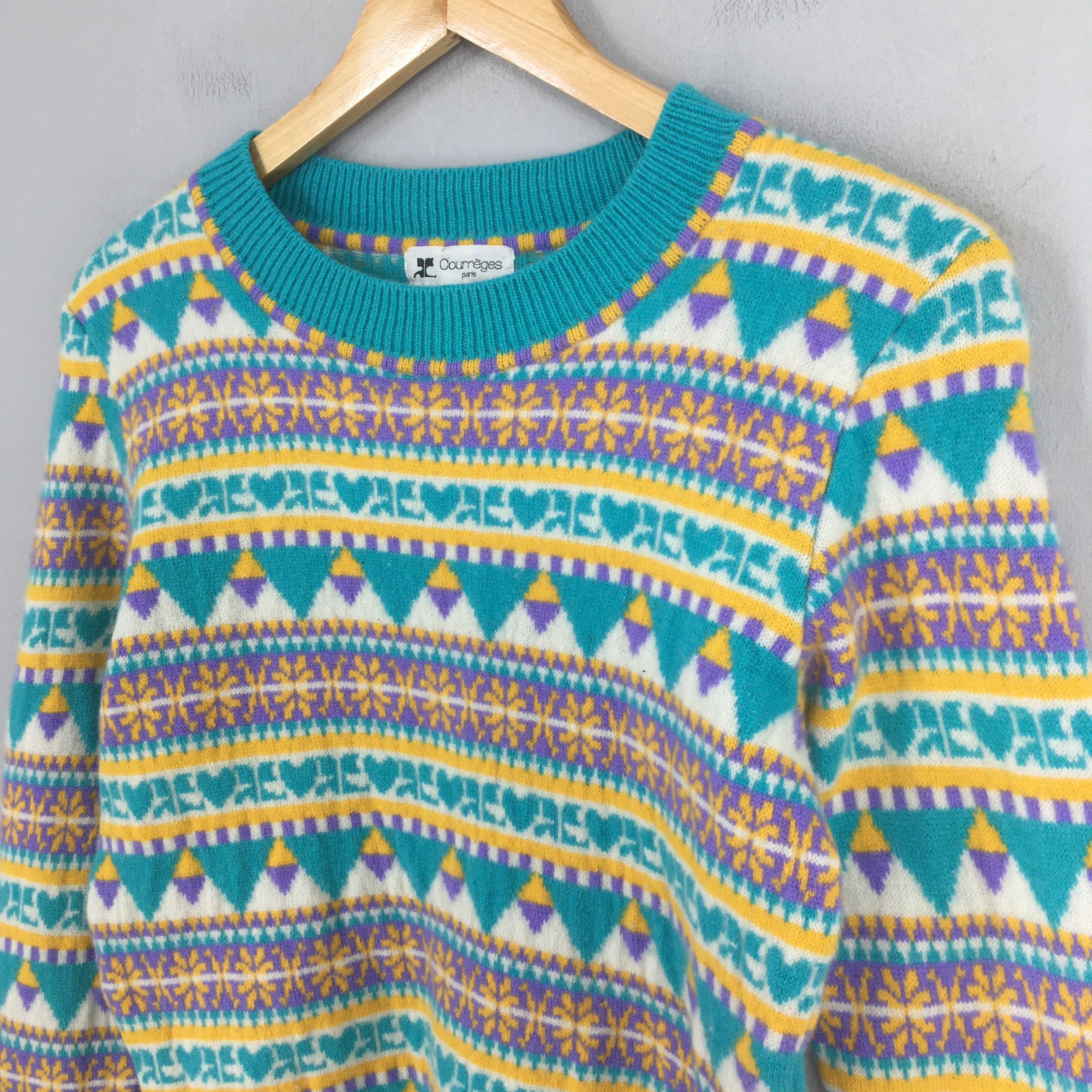 Courreges Vintage 80s Courreges Paris Knitwear Native Pattern XSmall Size XS / US 0-2 / IT 36-38 - 3 Thumbnail