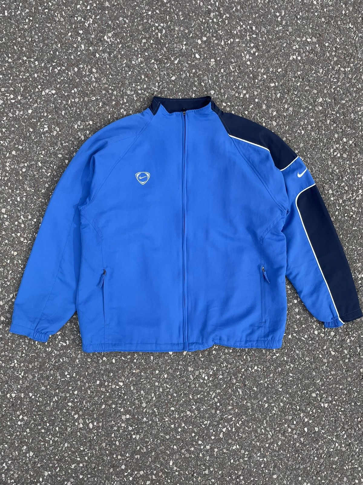 Nike × Vintage Vintage 90's Nike Nylon Zip Olympic Jacket Windbreaker Blue Size US XL / EU 56 / 4 - 1 Thumbnail
