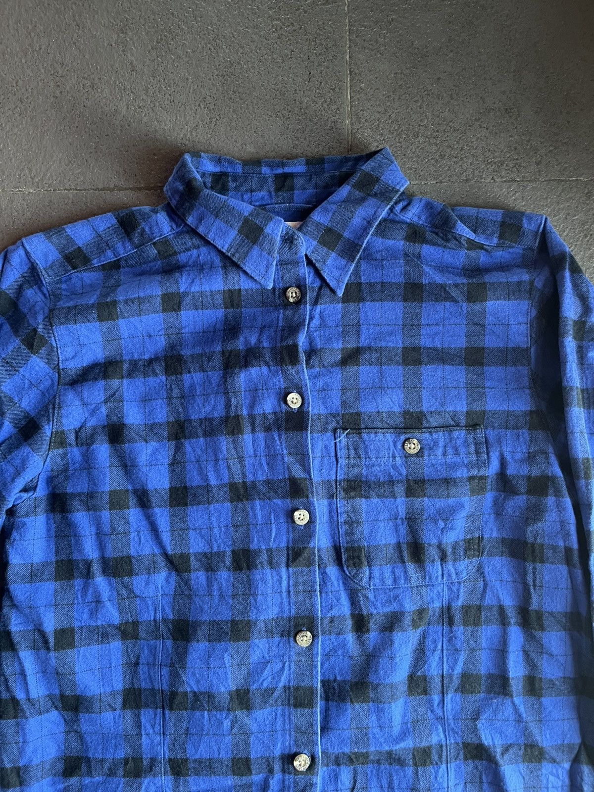 Filson Vintage Flannel Plaid Blue Black Thick Cotton B/D Shirt Size US M / EU 48-50 / 2 - 3 Thumbnail