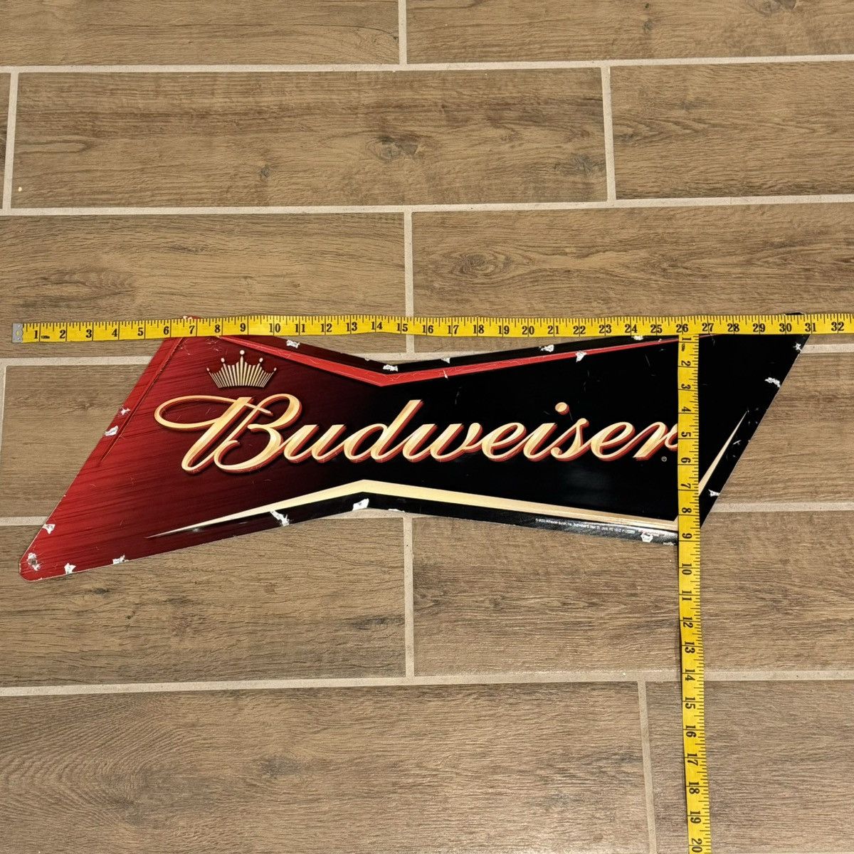 Budweiser × Vintage 2005 Budweiser Bowtie |31x10in| Beer Tin Bar Sign Man Cave Size ONE SIZE - 3 Thumbnail