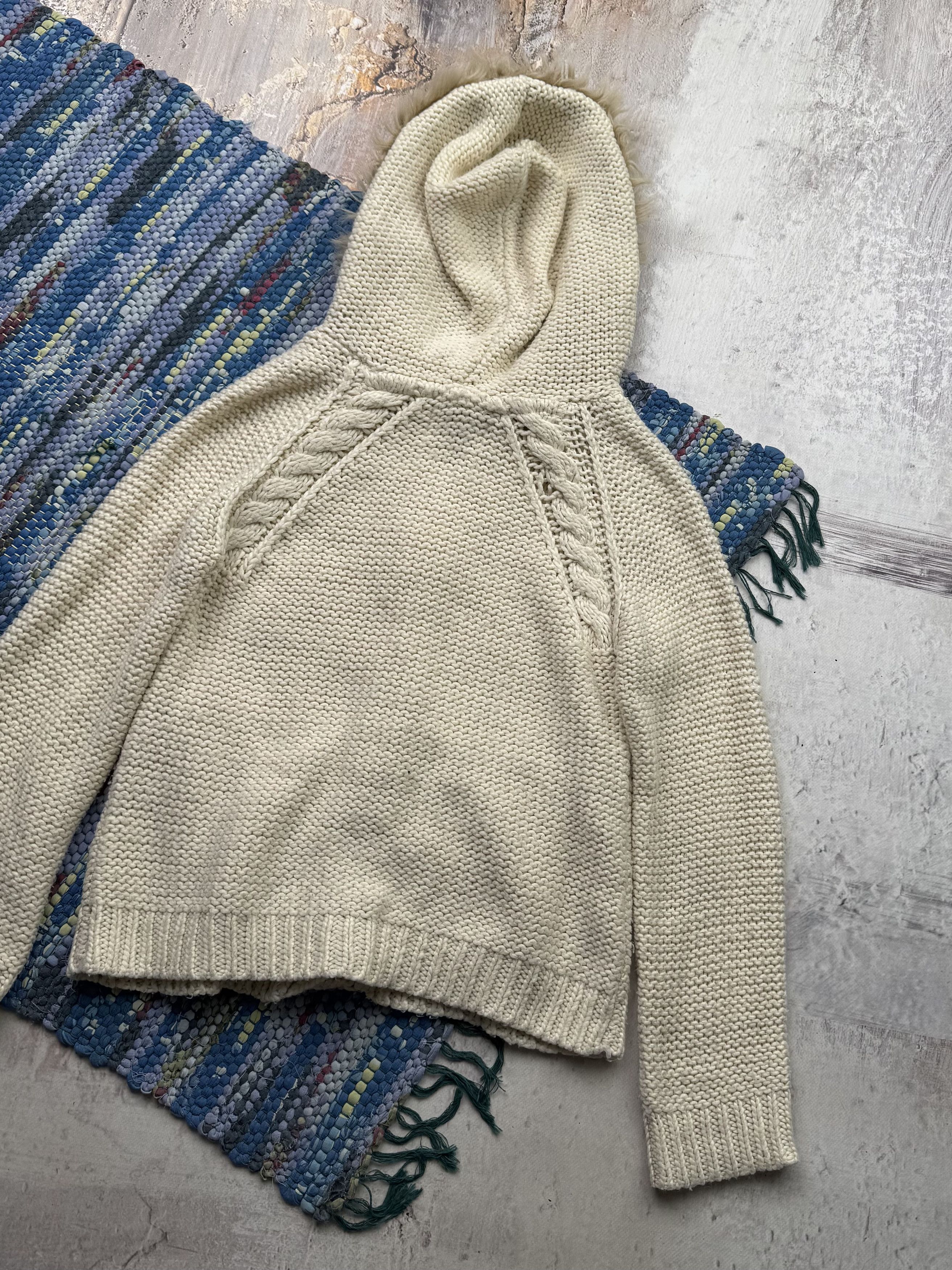 Japanese Brand Vintage Knitted Hoodie With Faux Fur Hood A74D159(310) Size XS / US 0-2 / IT 36-38 - 6 Thumbnail