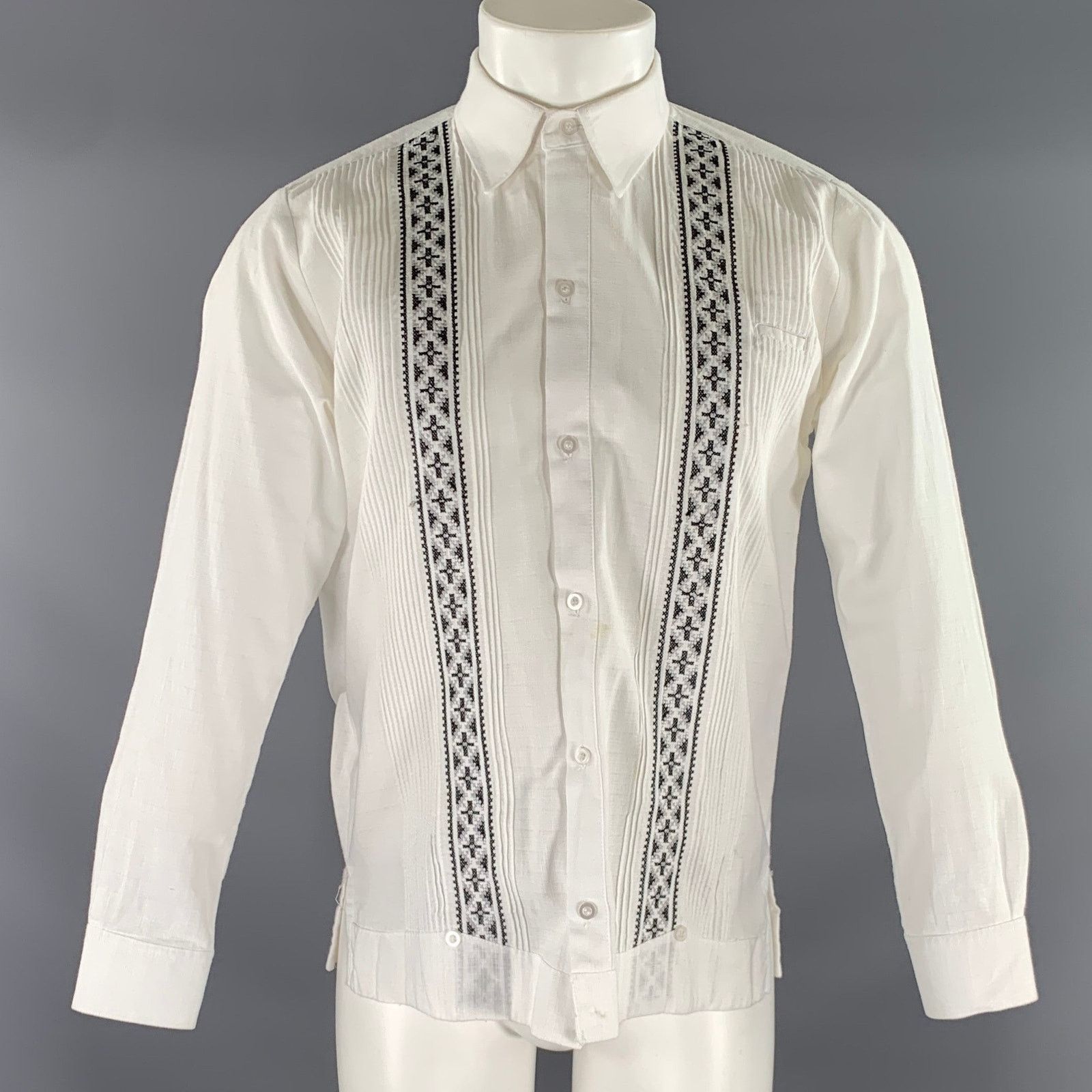 Other GUAYABERAS White Black & Silver Patterns Linen Long Sleeve Size US S / EU 44-46 / 1 - 1 Thumbnail