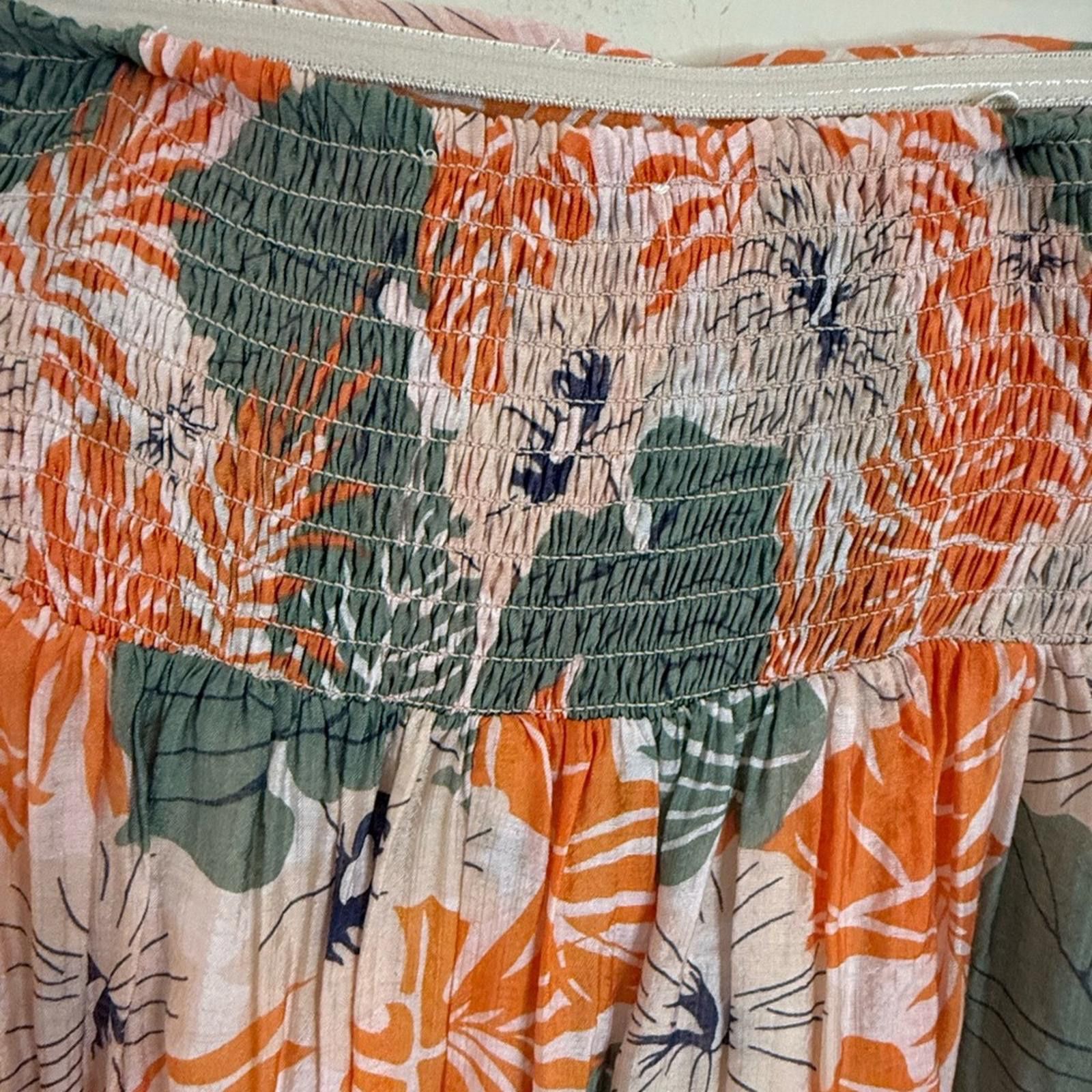 Luchiano Visconti Lush tropical green orange strapless midi dress SZ XS Size XS / US 0-2 / IT 36-38 - 4 Thumbnail