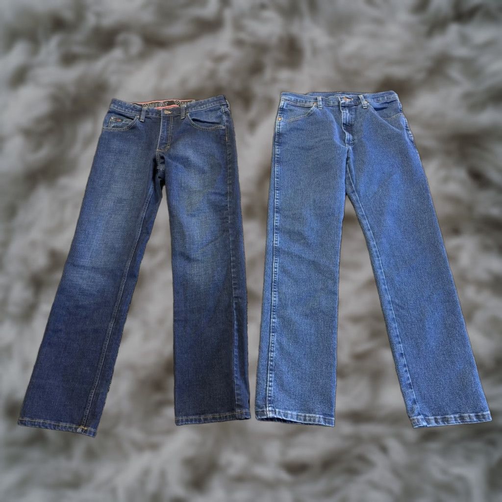 Wrangler Wrangler Jeans Bootcut 32x32 32x32 2 Lot Men Denim Blue 5-Pocket Regular Inseam 32 Cotton Cotton Denim Vintage No? Size US 32 / EU 48 - 1 Thumbnail
