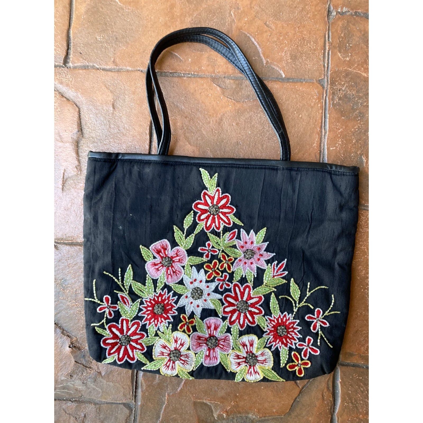 Vintage VINTAGE Christina Floral Beaded And Sequined Hand Tote Bag Size ONE SIZE - 5 Thumbnail