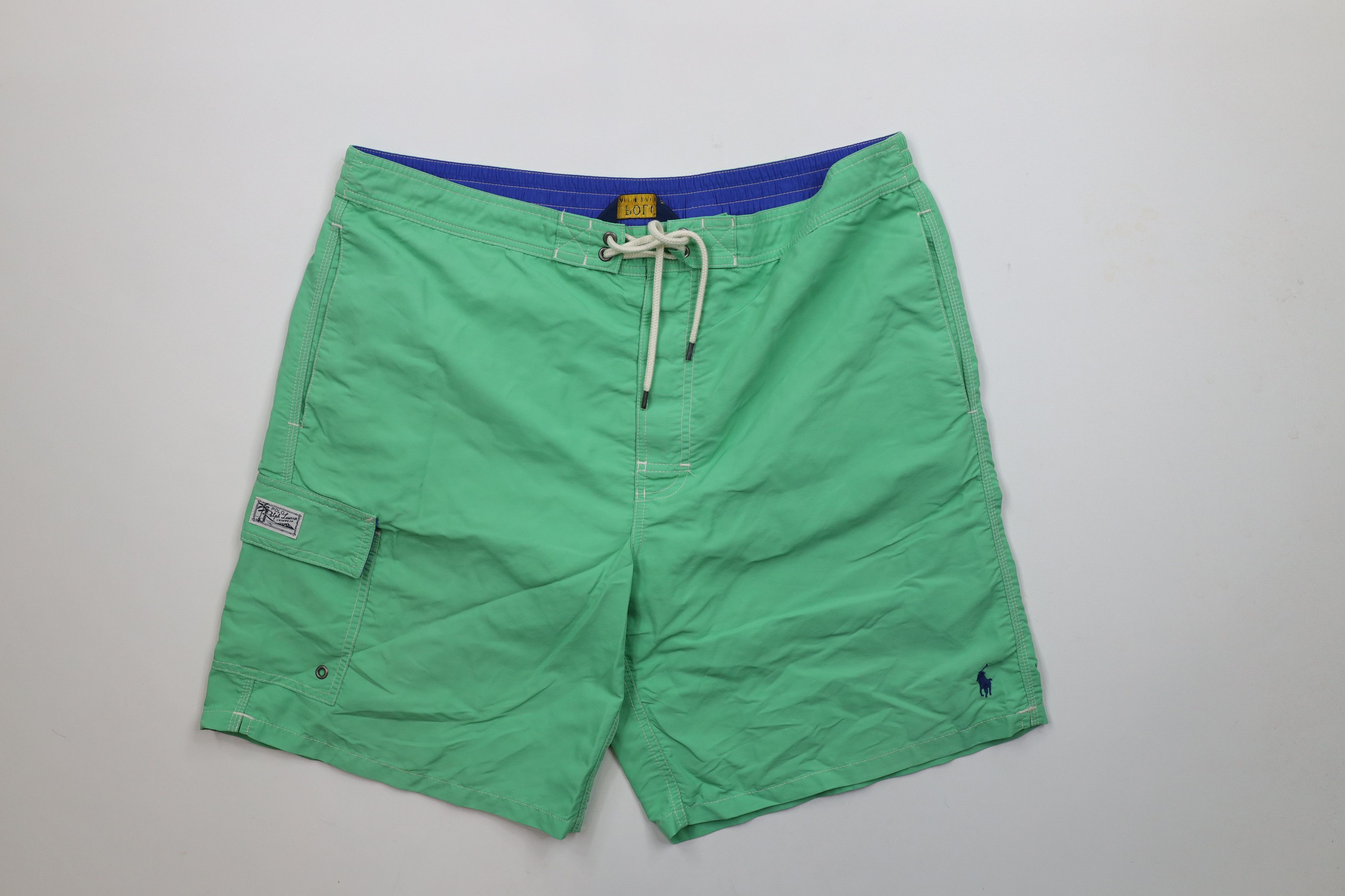 Ralph Lauren × Vintage Vintage Y2K Ralph Lauren Lined Swim Trunks Shorts Lime Green Size US 36 / EU 52 - 1 Thumbnail