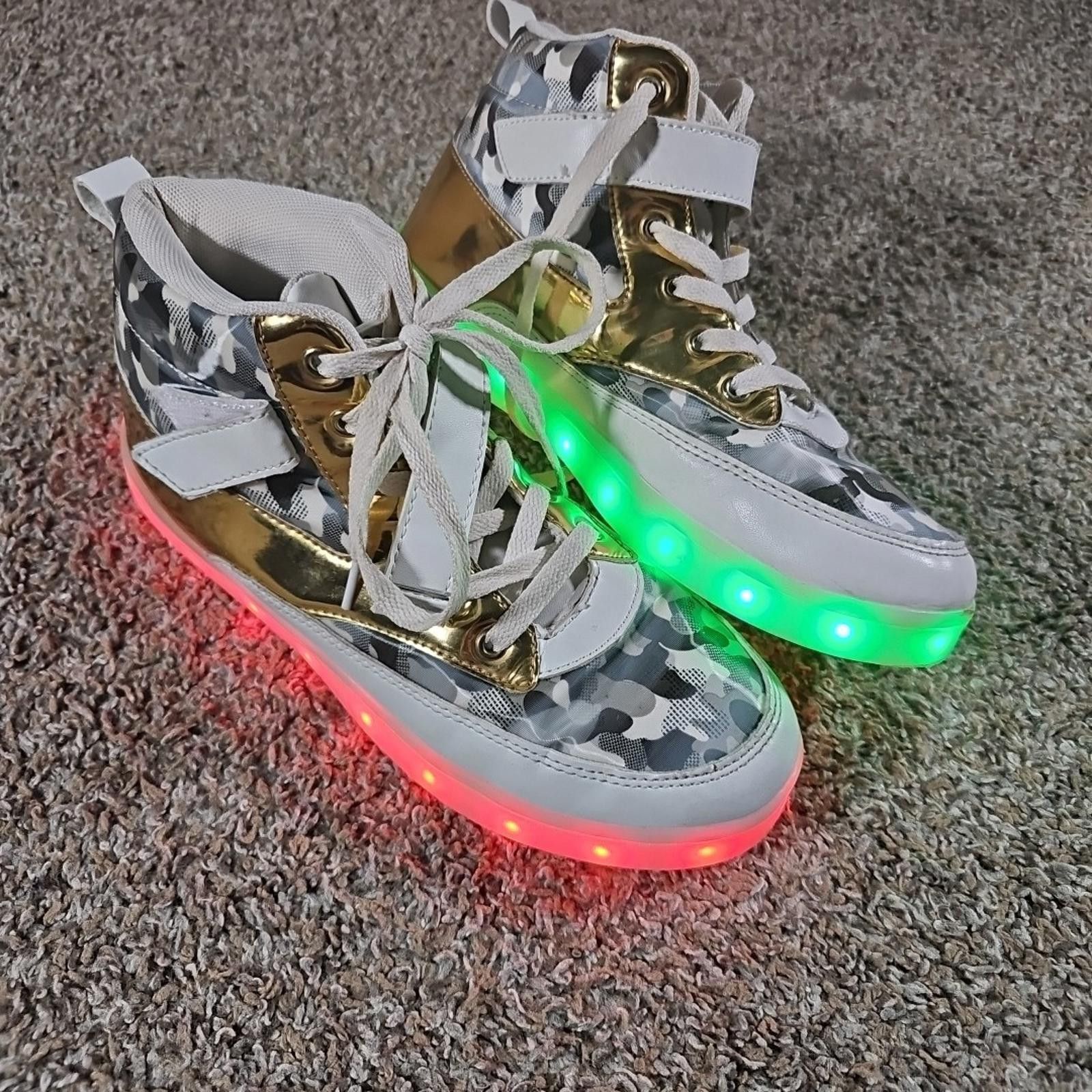 The Unbranded Brand gold white camo light up shoes Sz 39 LED Colors Strobe Size US 8.5 / EU 41-42 - 3 Thumbnail