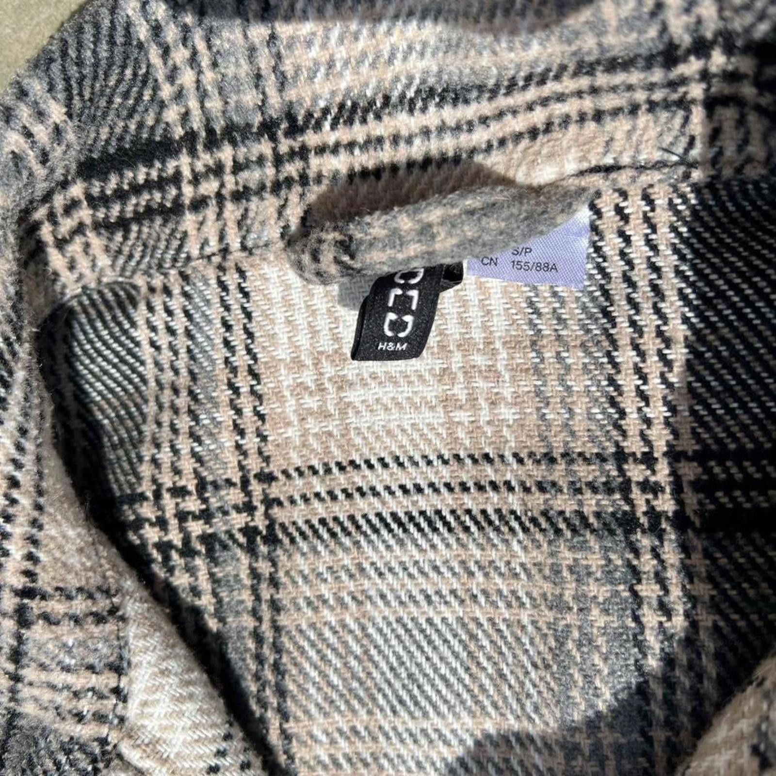 H&M Houndstooth Plaid Button Down Thick Knit Shirt Jacket Size S / US 4 / IT 40 - 3 Thumbnail