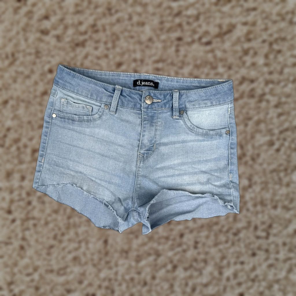 Denime D. Jeans Shorts Womens 4 Blue Denim Cut-Off Raw Hem Stretch Mid Rise Casual 25x2 Size 27" / US 4 / IT 40 - 1 Thumbnail
