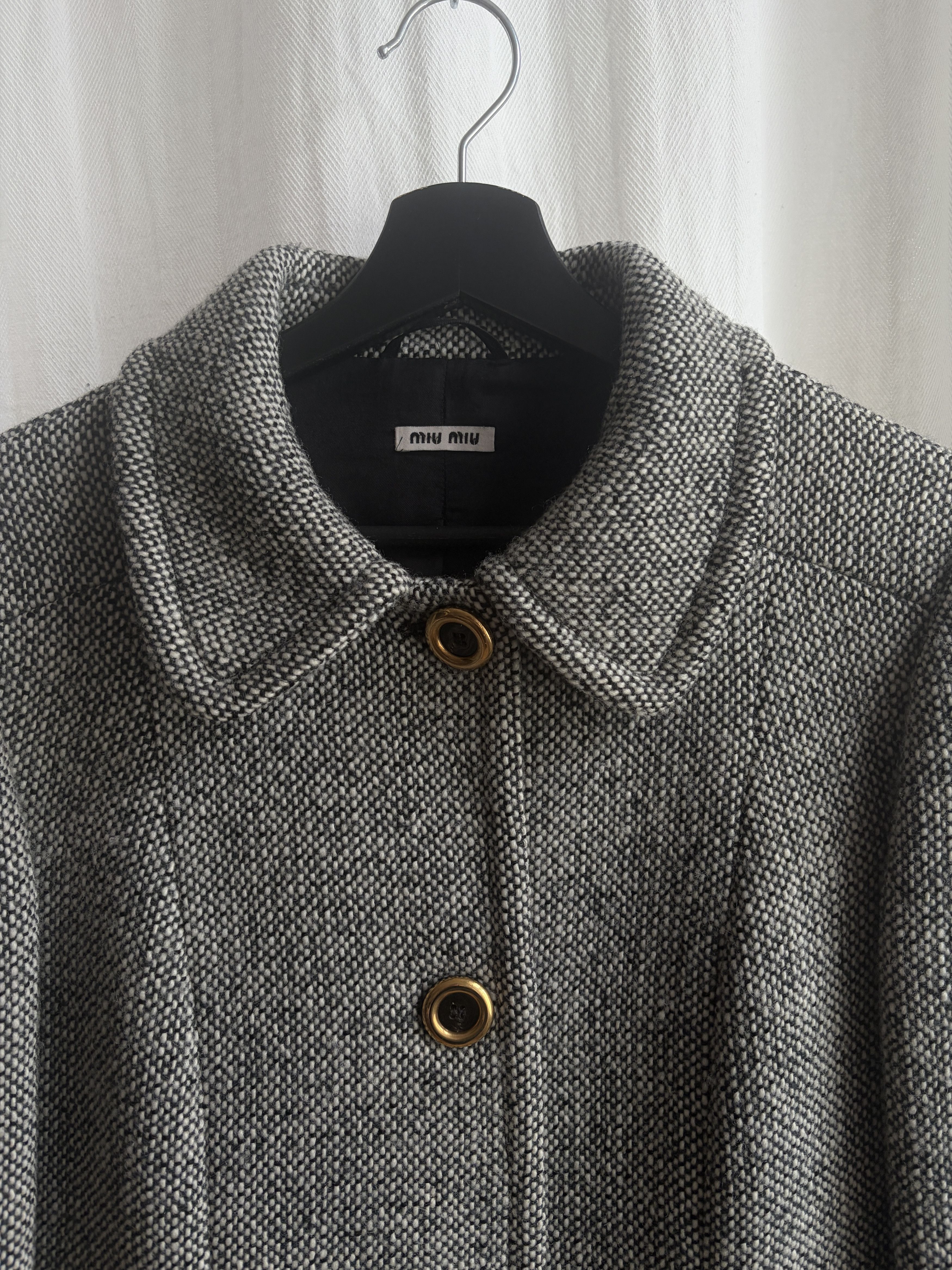 Miu Miu AW11 Tweed Wool Coat Size L / US 10 / IT 46 - 2 Thumbnail
