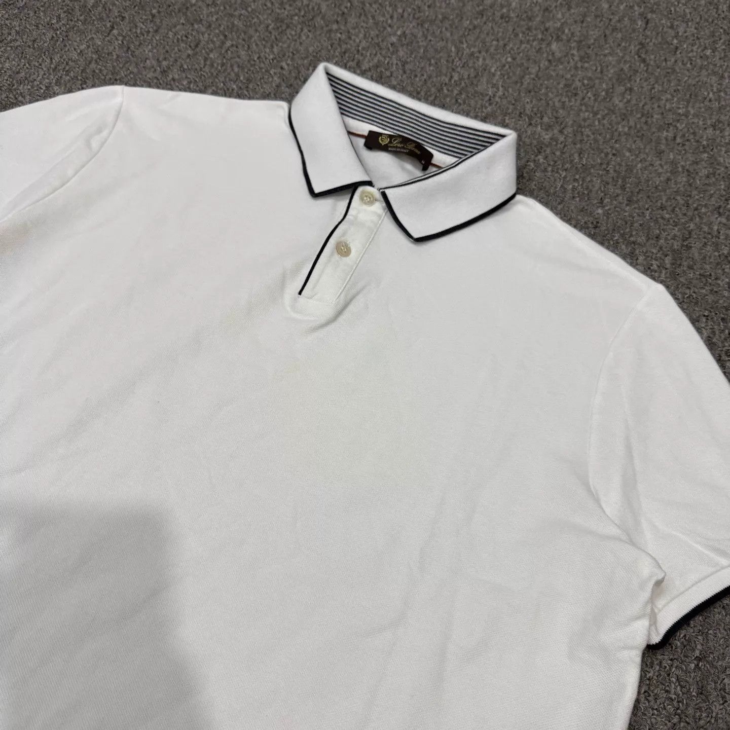 Loro Piana LP men's white blue striped short-sleeve polo shirt M 99new Size US M / EU 48-50 / 2 - 3 Thumbnail
